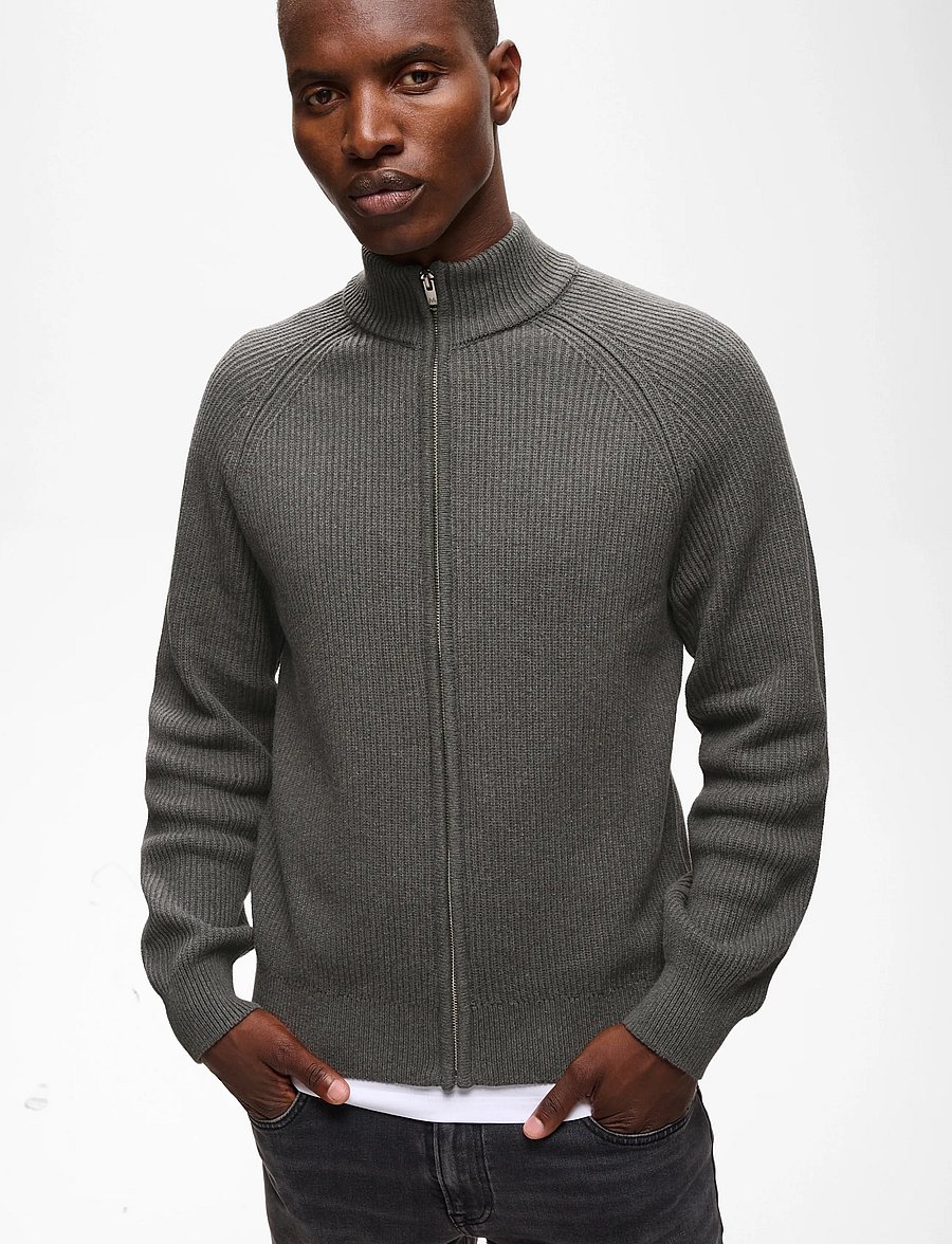 Matinique - MAhellson C - pullover mit durchgehendem reißverschluss - medium grey melange - 5