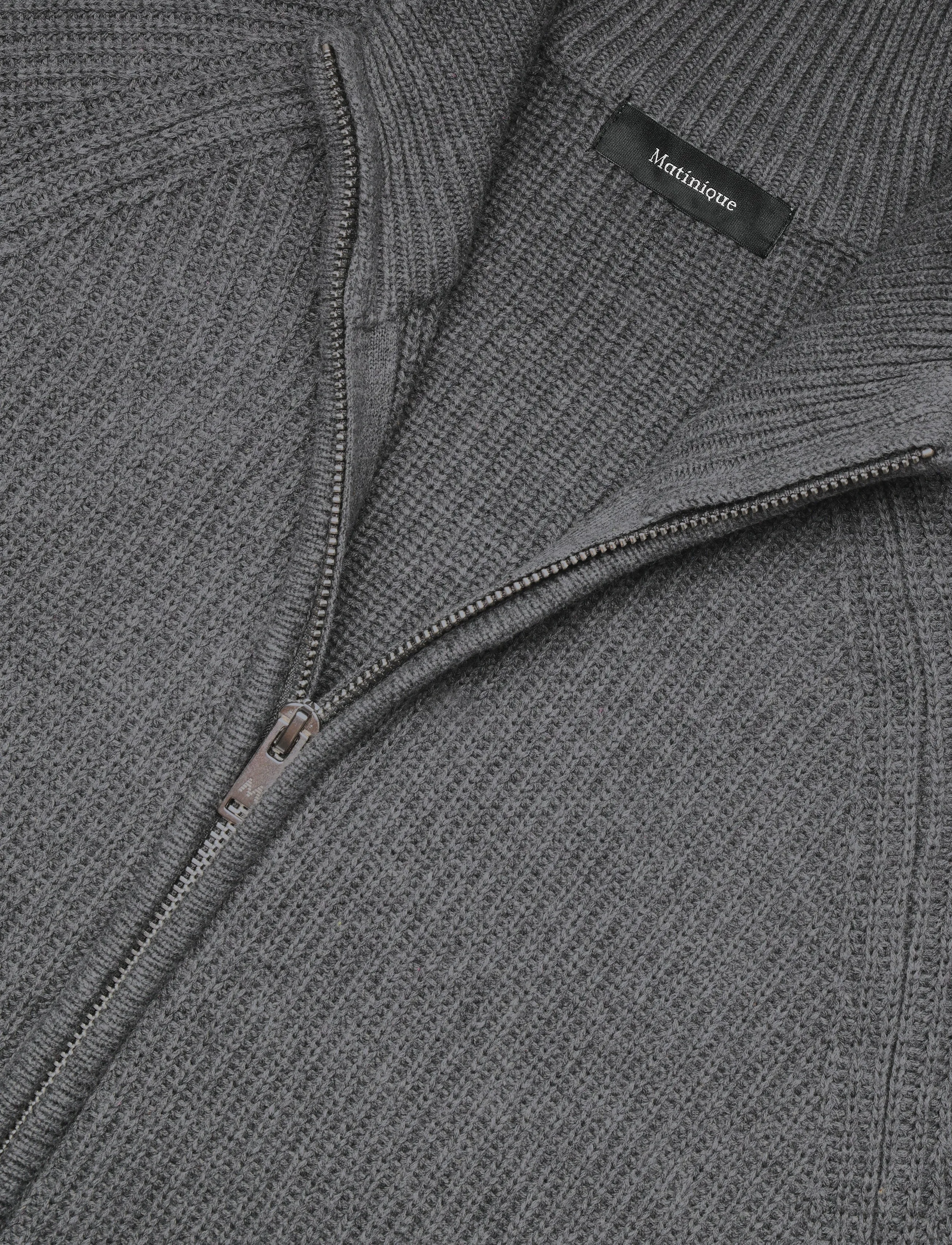 Matinique - MAhellson C - fullzip strik - medium grey melange - 2