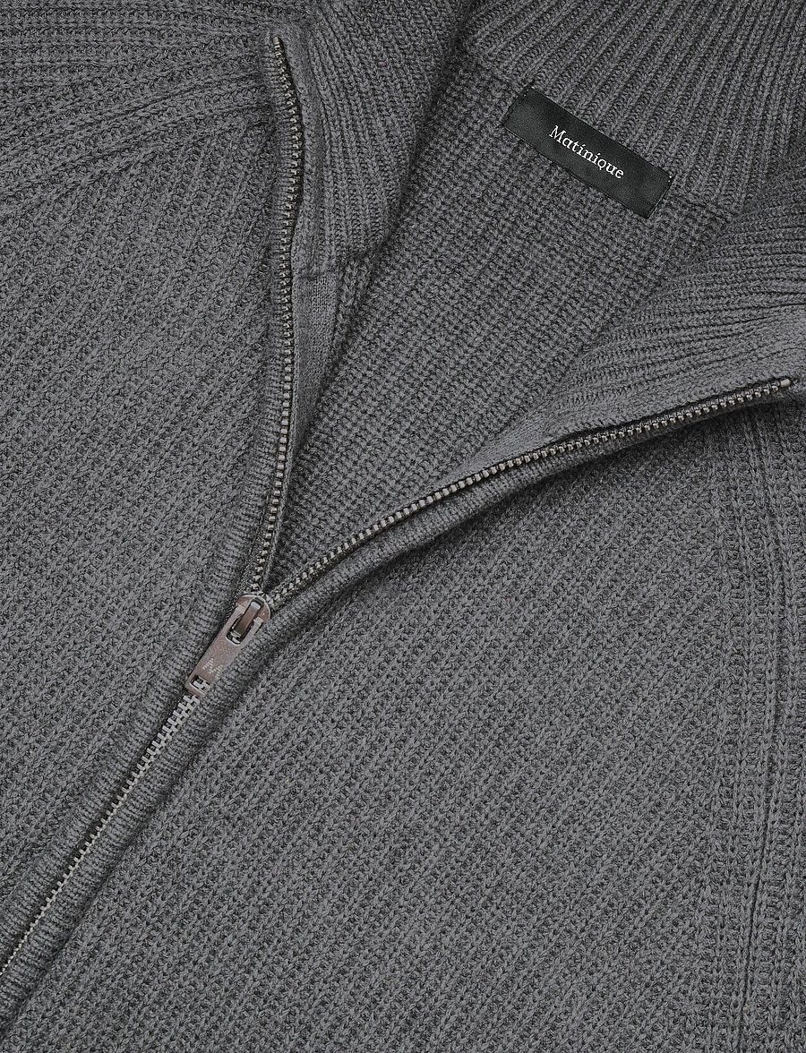 Matinique - MAhellson C - fullzip strik - medium grey melange - 2