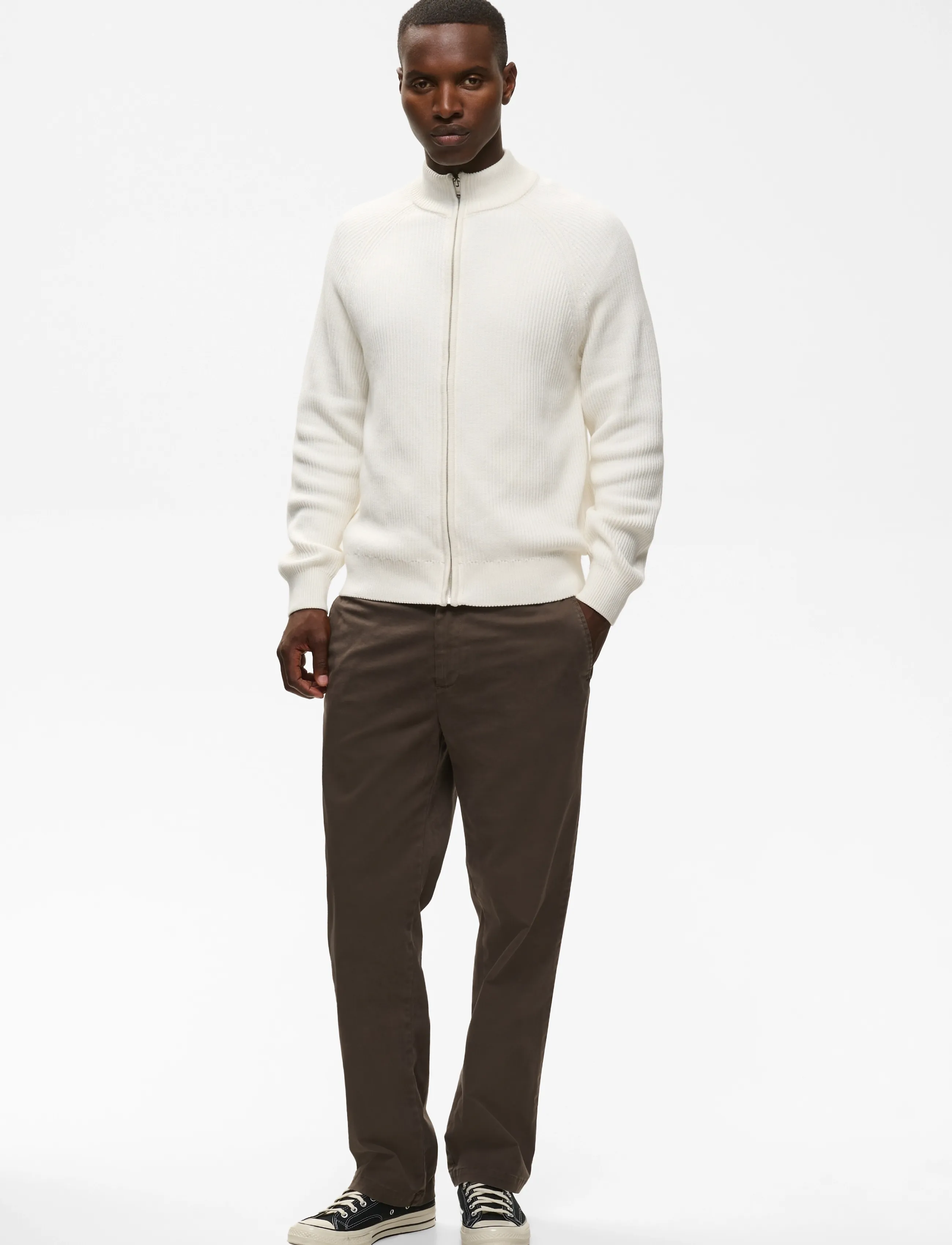 Matinique - MAhellson C - fullzip strik - off white - 3