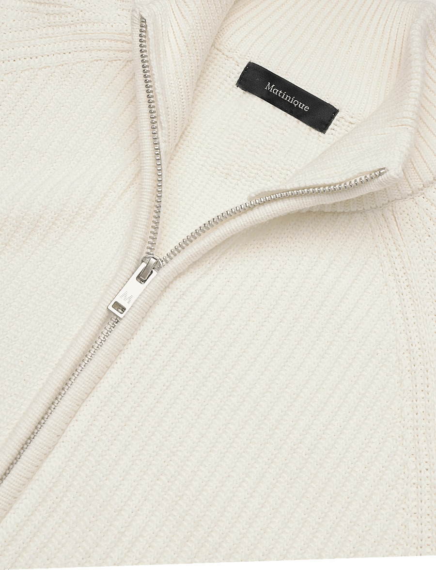 Matinique - MAhellson C - pullover mit durchgehendem reißverschluss - off white - 2