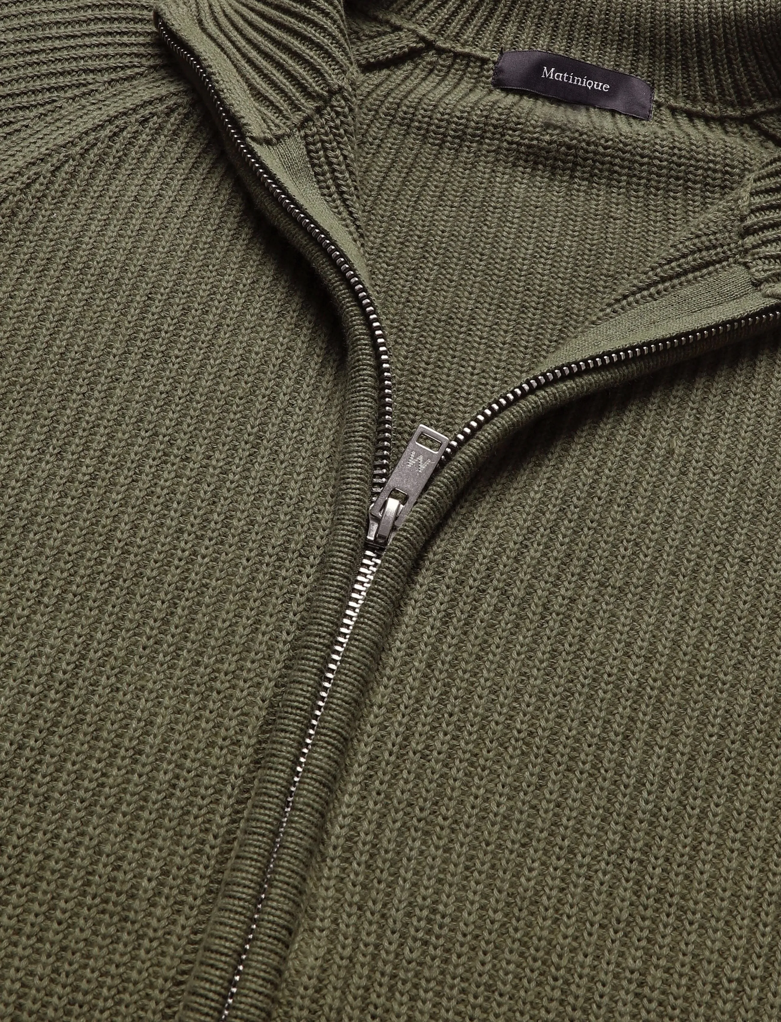 Matinique - MAhellson C - pullover mit durchgehendem reißverschluss - olive night - 2