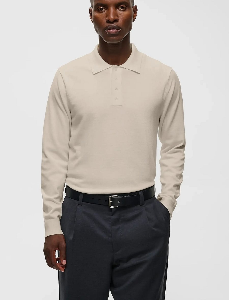 Matinique - MAkerone N - langärmelige strick-polohemden - off white melange - 0