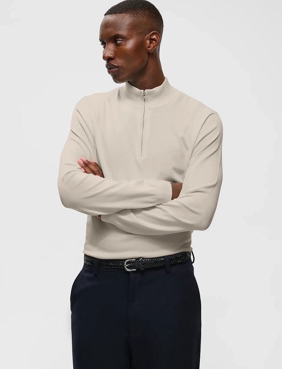 Matinique - MAkerome Z - pullover mit halbem reißverschluss - off white melange - 0