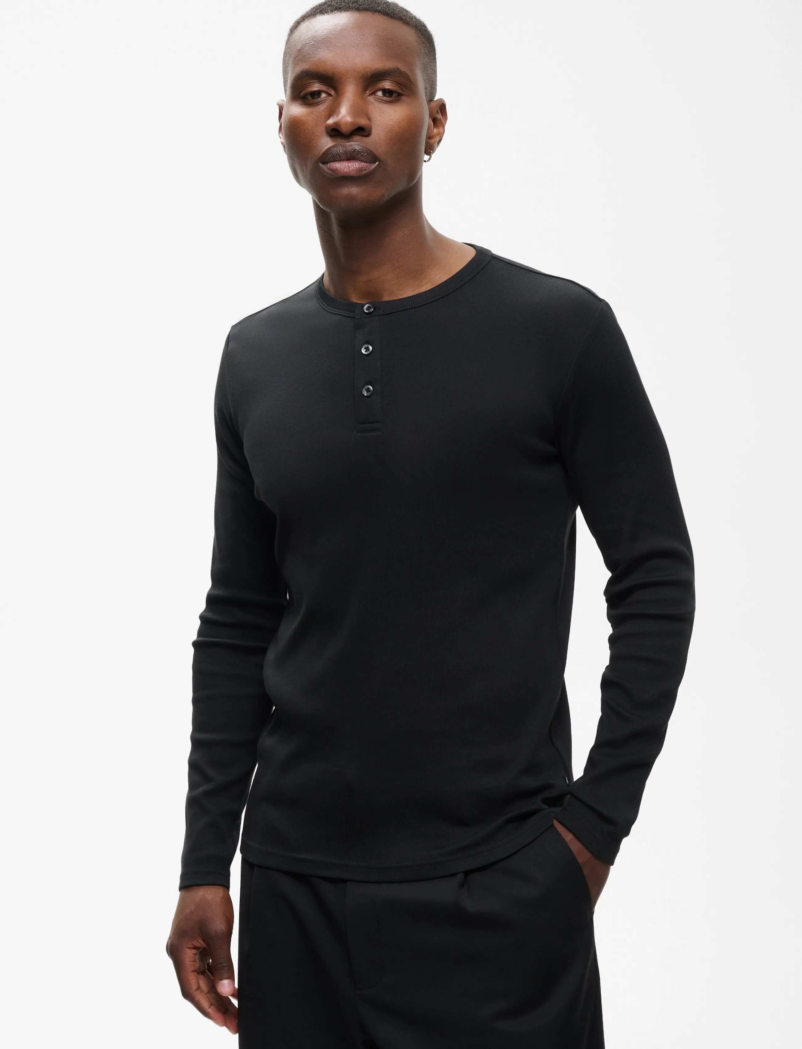 Matinique Mahenley, Mænd, Langærmet Henley Trøje, Sort, Str: M