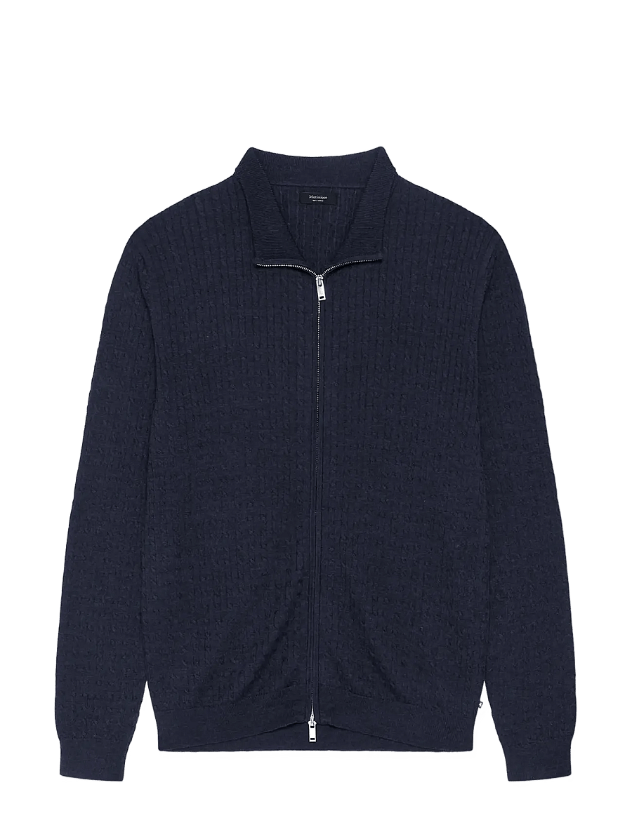 Matinique - MAmason cabel - pullover mit durchgehendem reißverschluss - blue nights melange - 1