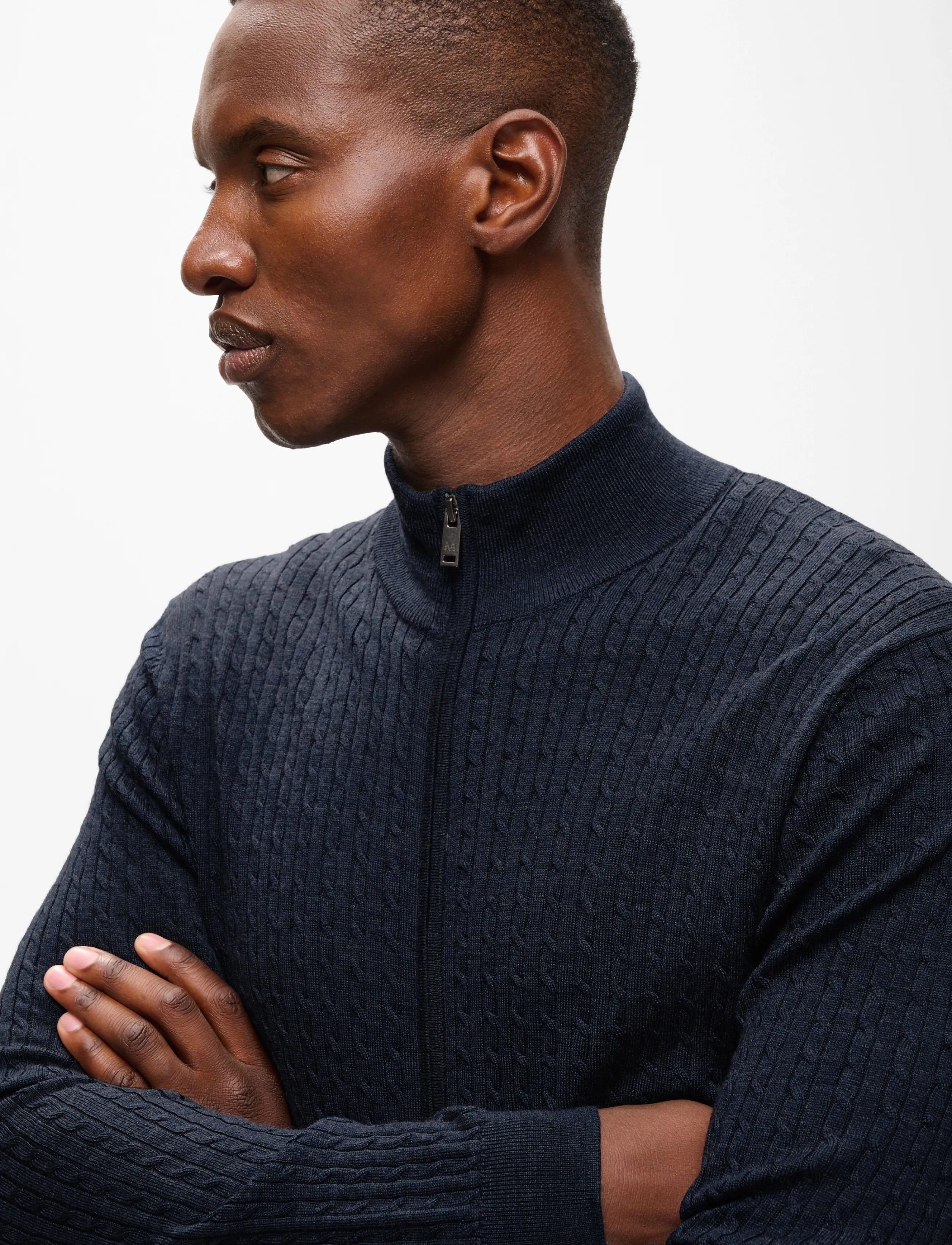 Matinique - MAmason cabel - fullzip strik - blue nights melange - 3