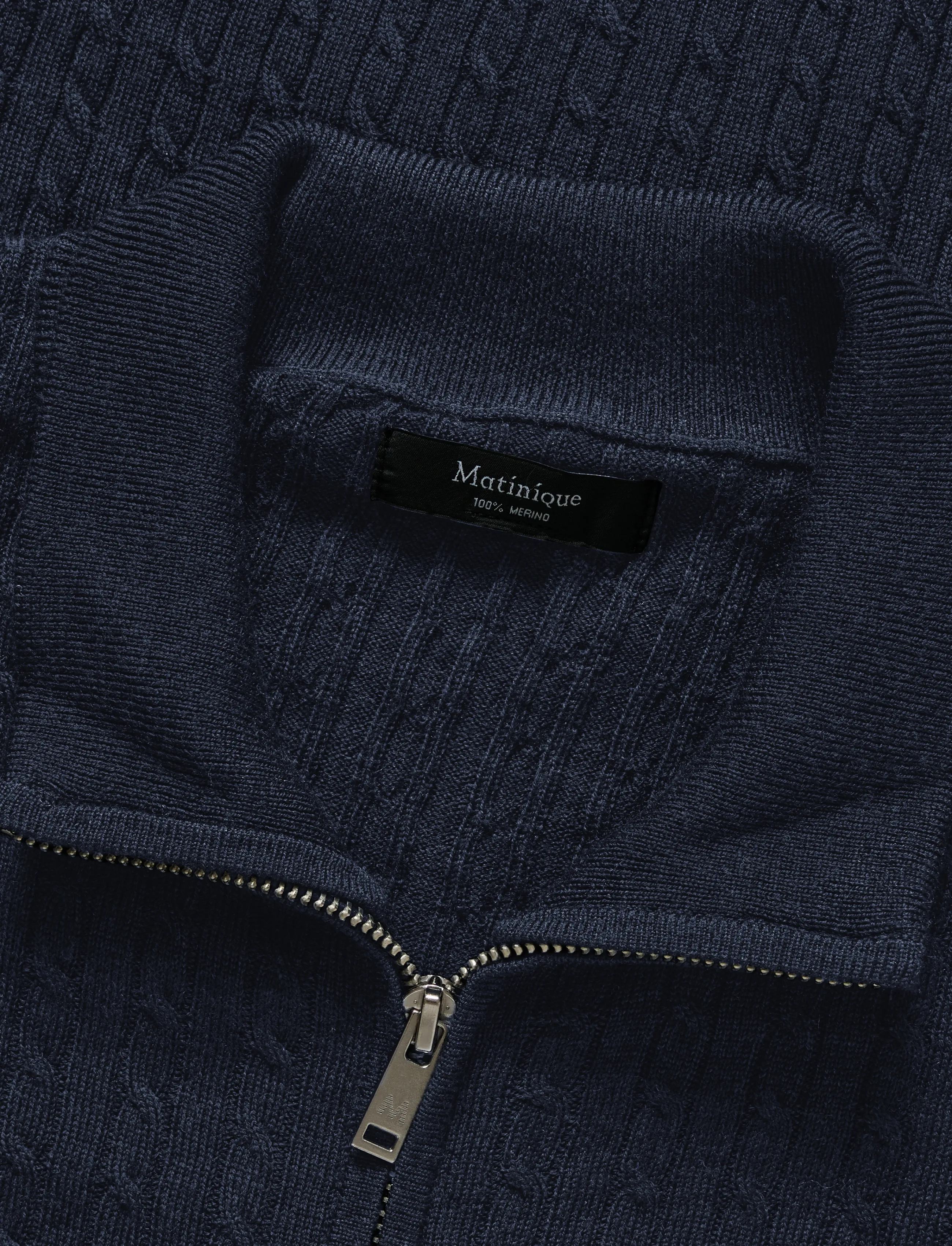 Matinique - MAmason cabel - fullzip strik - blue nights melange - 4