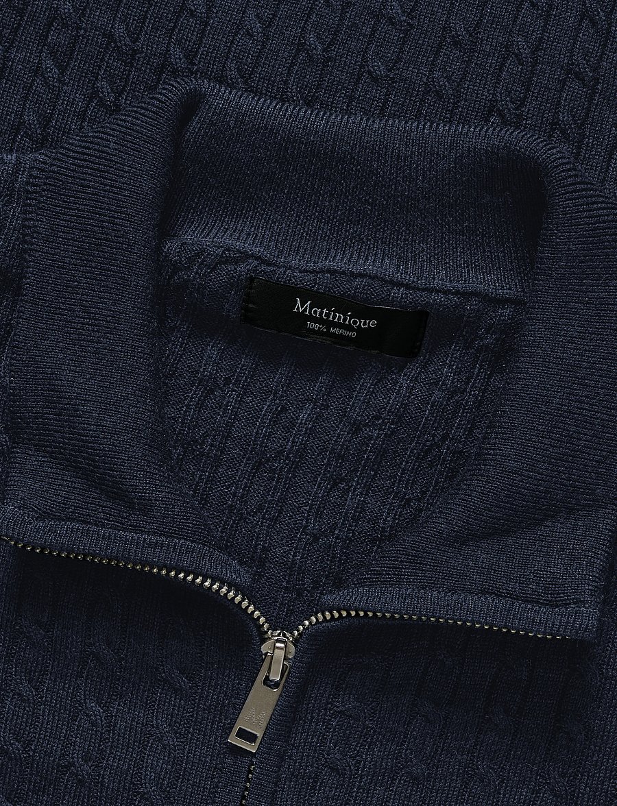 Matinique - MAmason cabel - fullzip strik - blue nights melange - 4