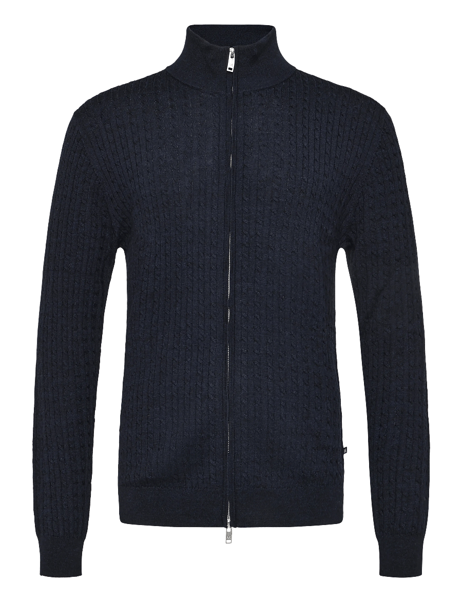 Matinique - MAmason cabel - fullzip strik - dark navy melange - 1