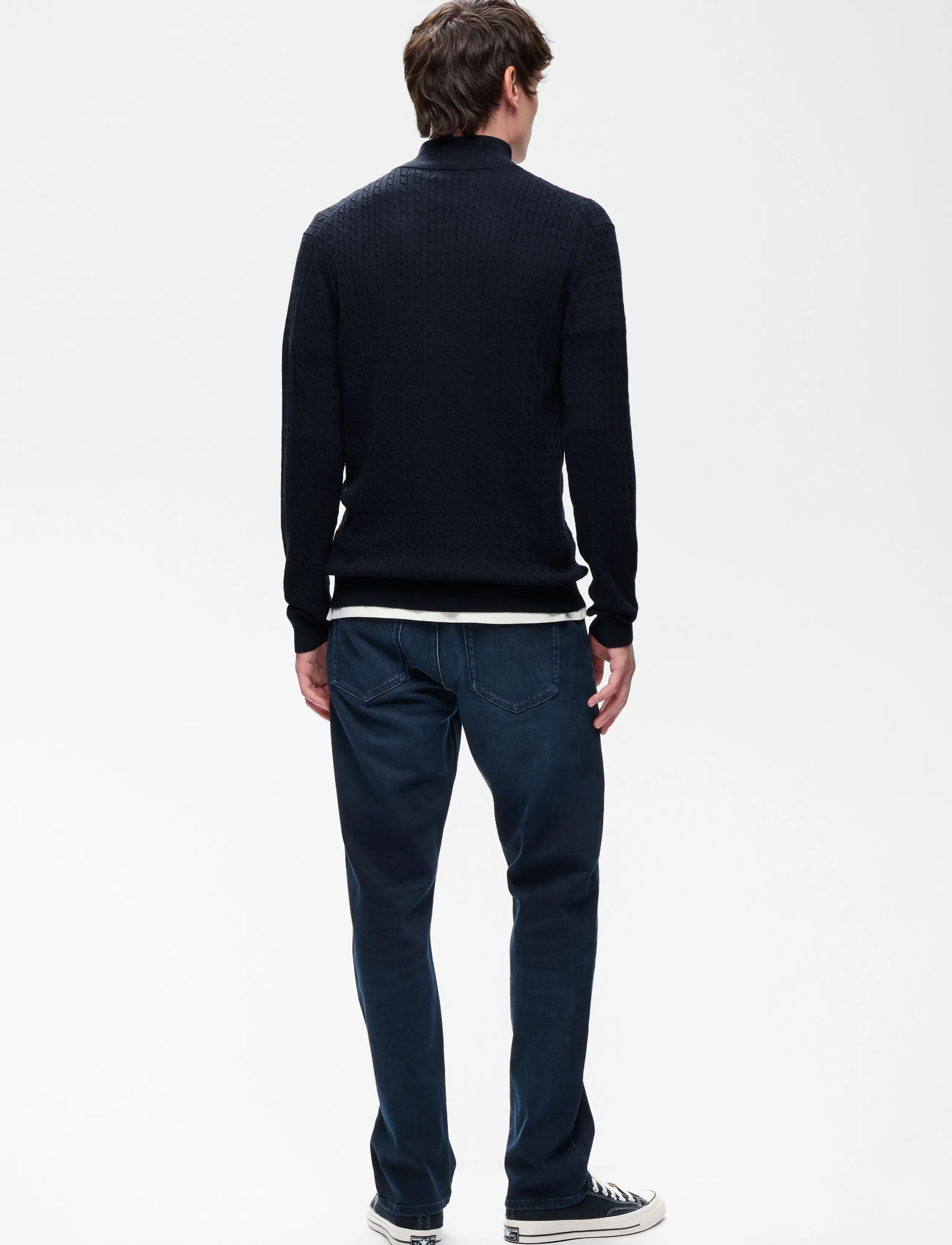 Matinique - MAmason cabel - fullzip strik - dark navy melange - 3