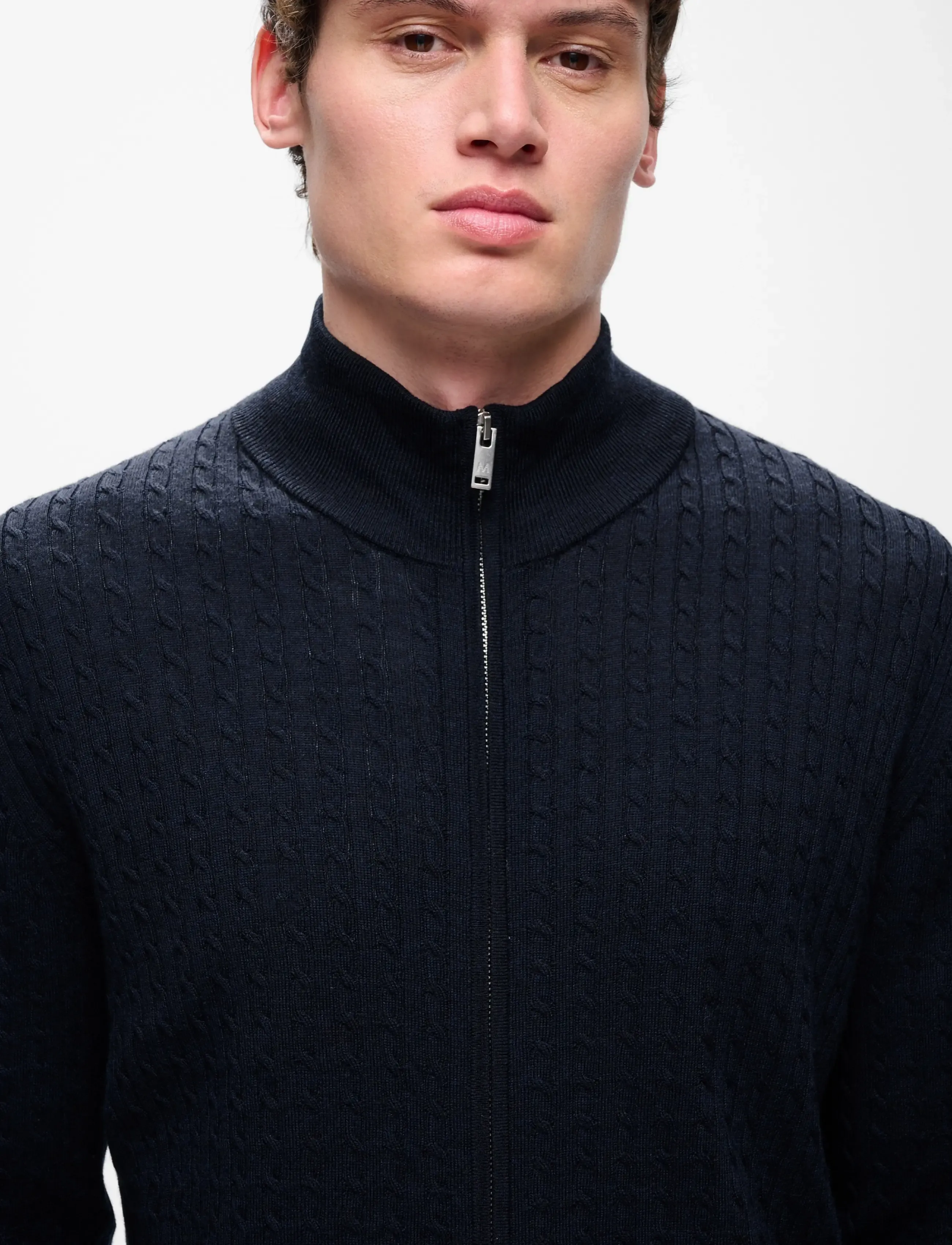 Matinique - MAmason cabel - fullzip strik - dark navy melange - 4