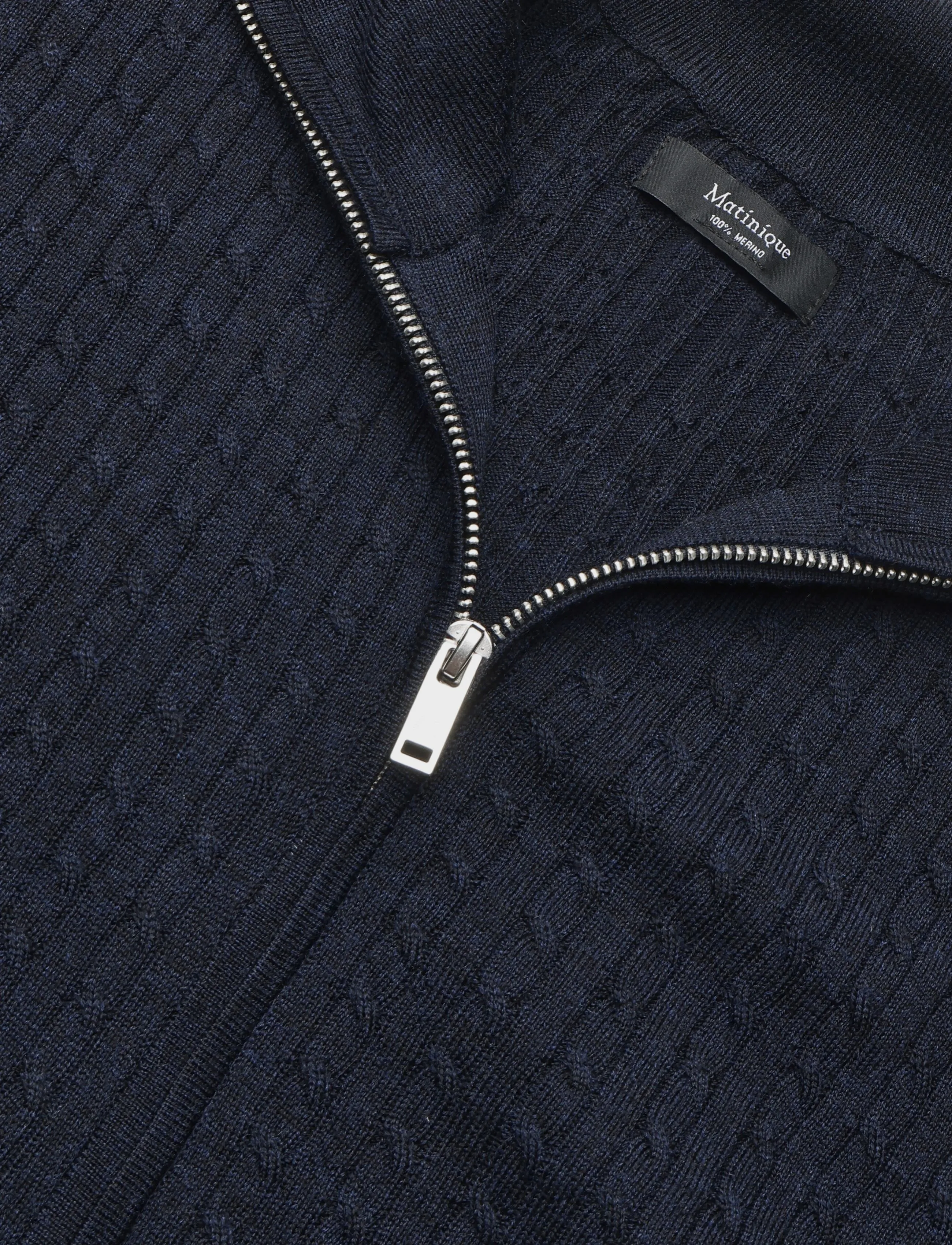 Matinique - MAmason cabel - fullzip strik - dark navy melange - 5