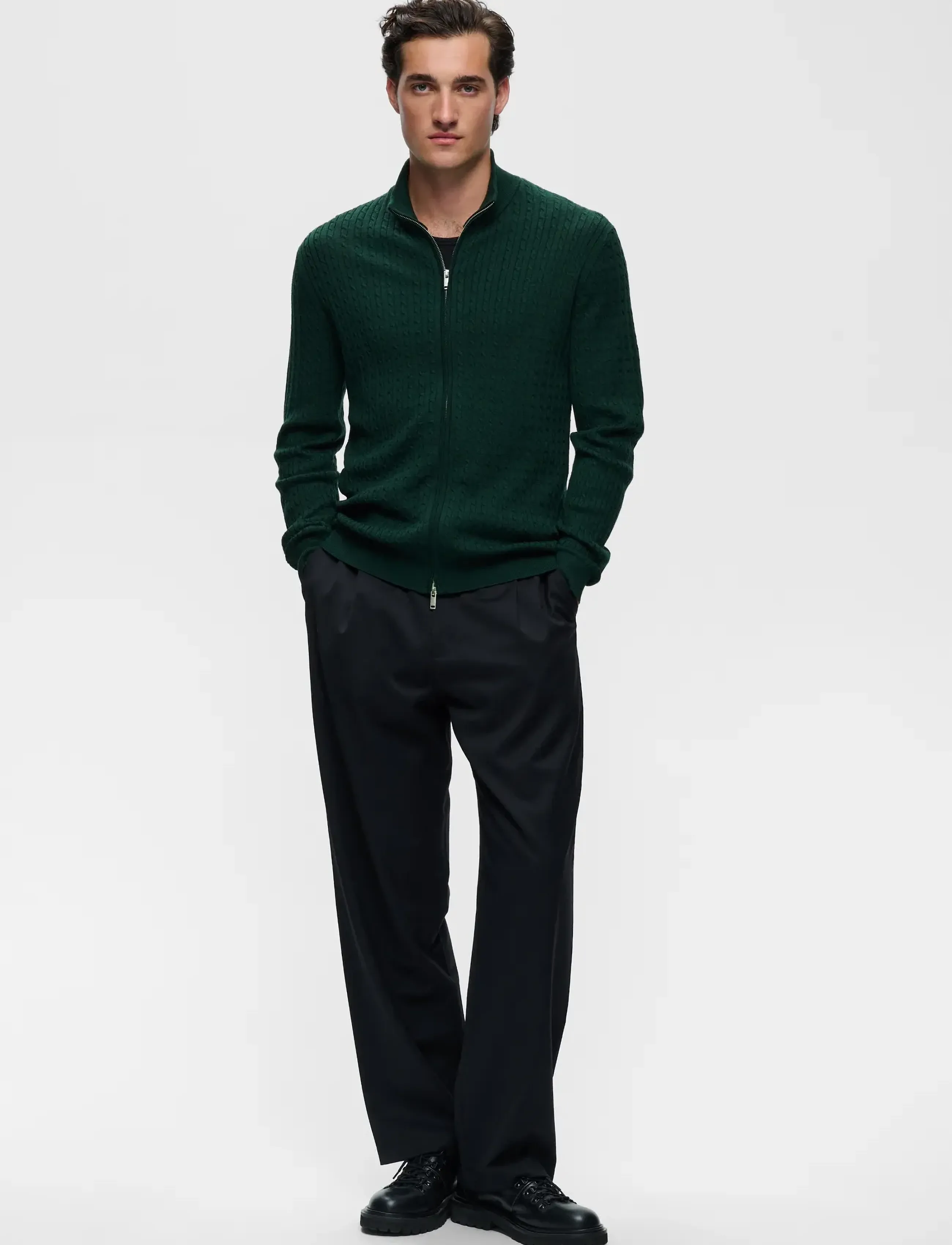 Matinique - MAmason cabel - full zip jumpers - scarab melange - 2