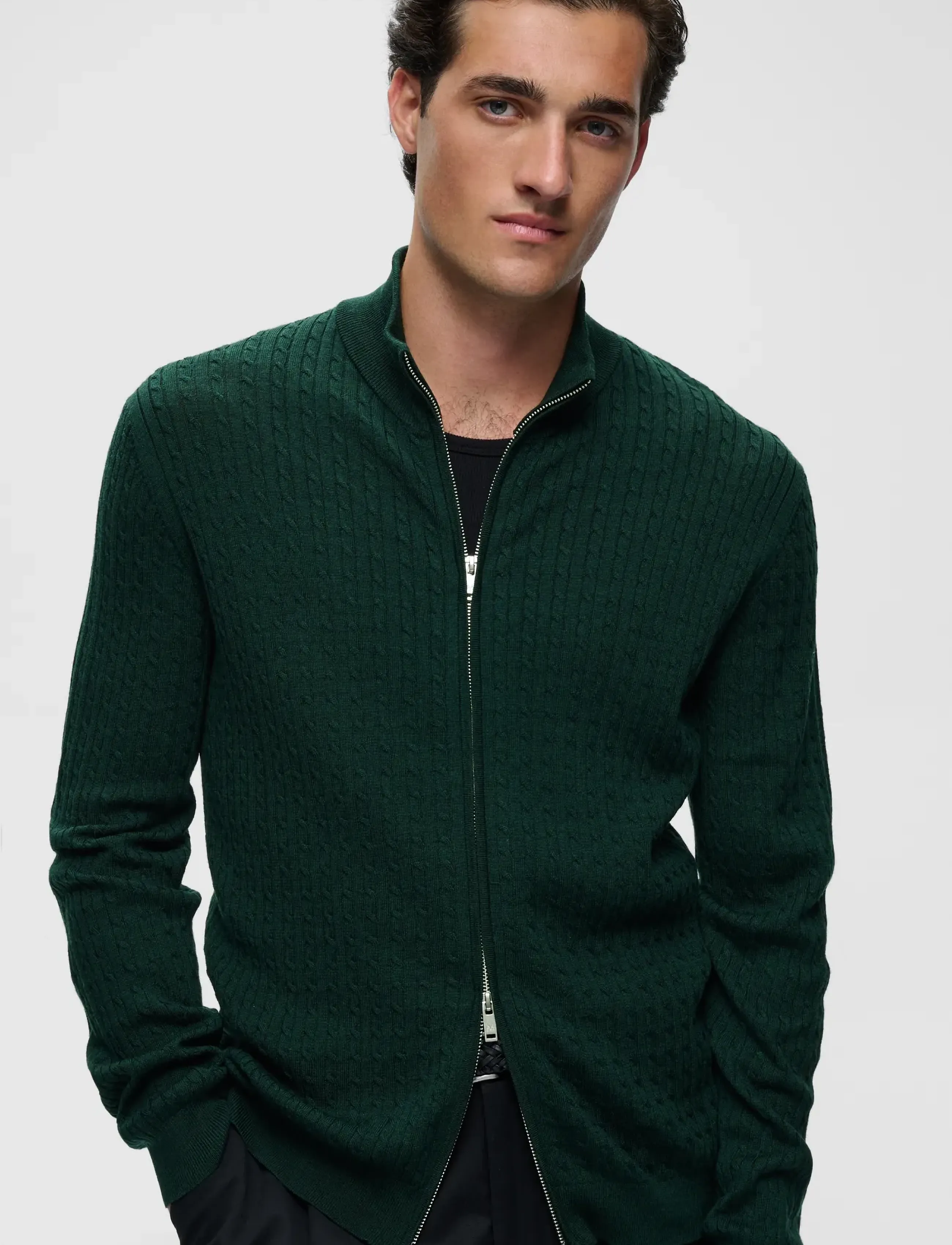 Matinique - MAmason cabel - full zip jumpers - scarab melange - 4