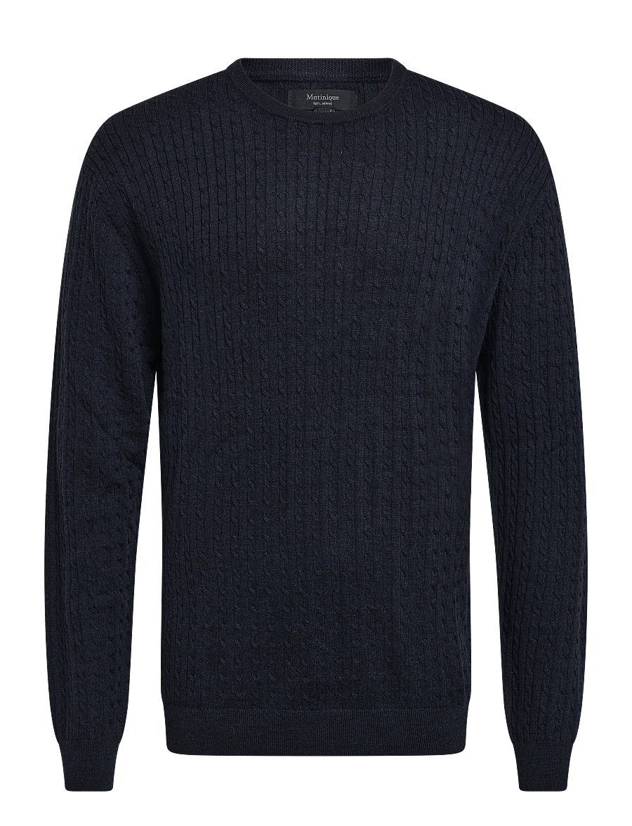 Matinique - MAmargrate Cabel - round necks - dark navy melange - 1