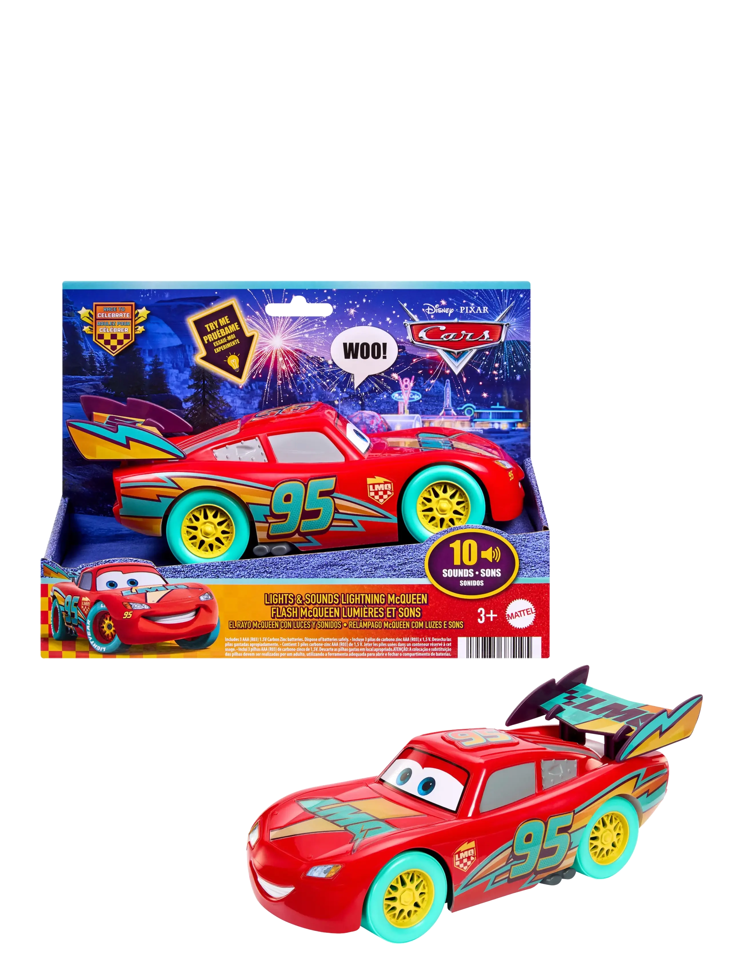 Bilar Disney and Pixar Cars Race to Celebrate Lights & Sounds Lightning McQueen Vehicle - Bilar - MULTICOLOR / red