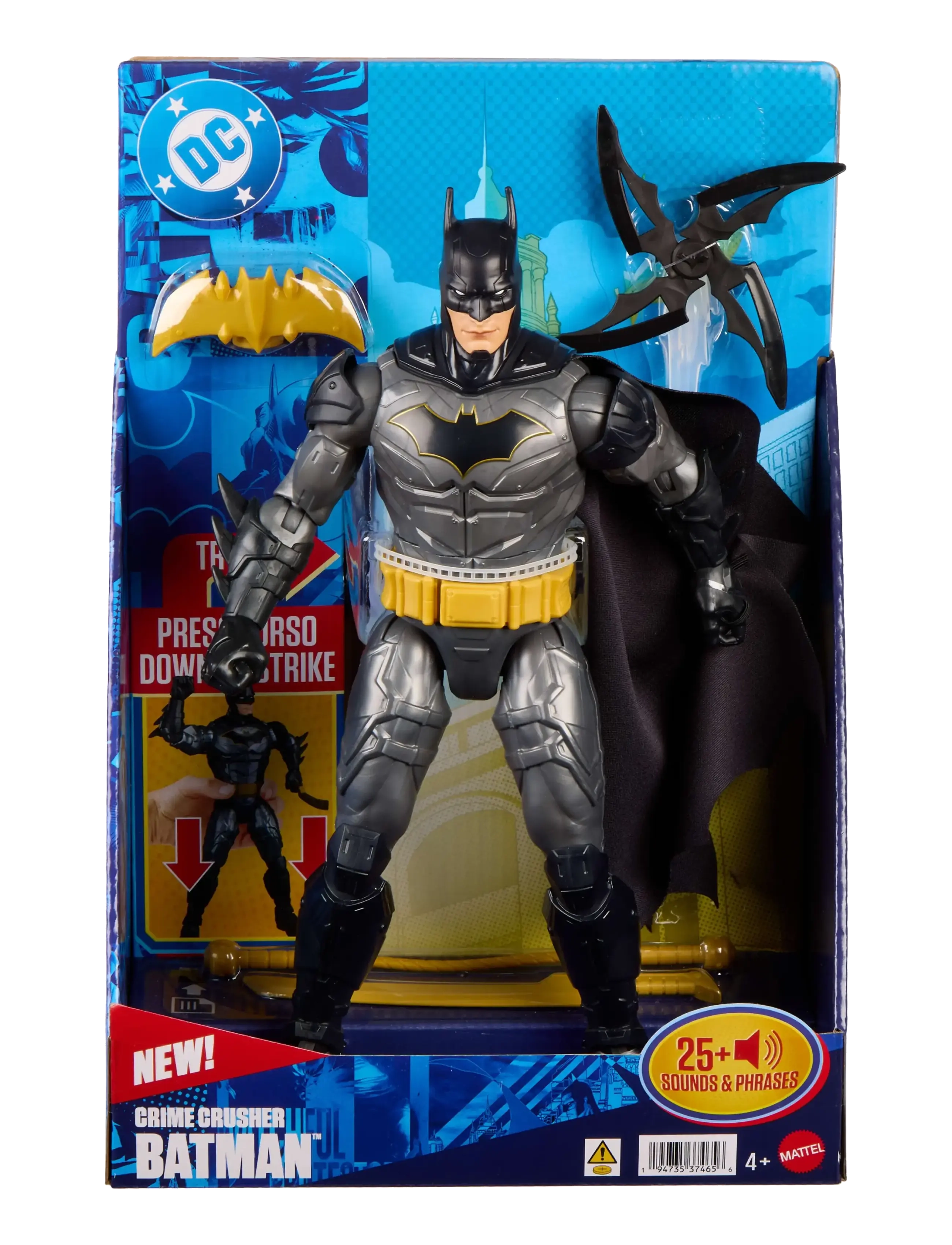 DC Comics - DC Comics DC Crime Crusher Batman Action Figure, 25 Plus Phrases & Sounds, Articulation, 4 Weapons - multicolor - 4