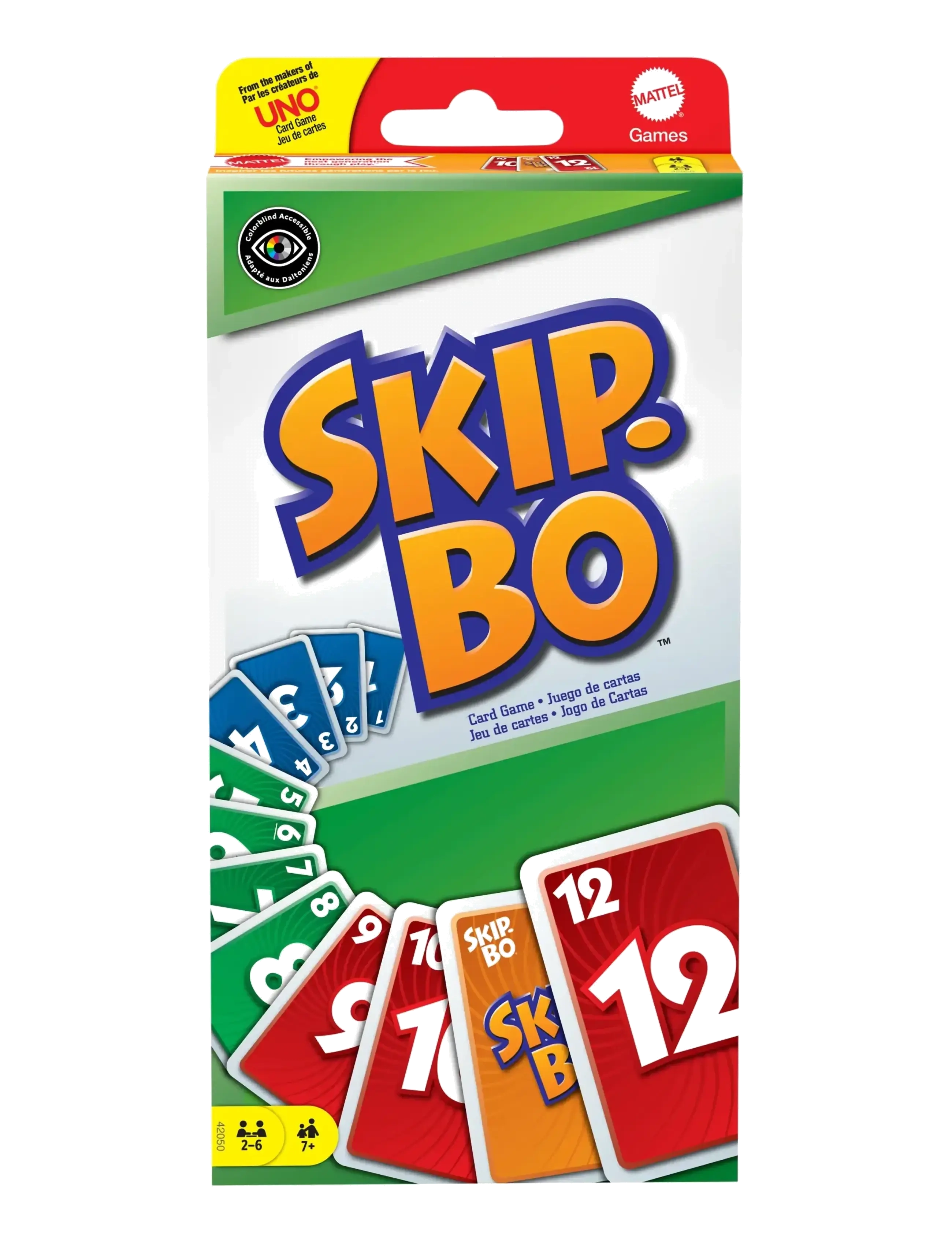 Games Skip-Bo Card Game for Kids, Adults & Families, Color Blind Accessible Deck for 2 to 6 Players - MULTI COLOR