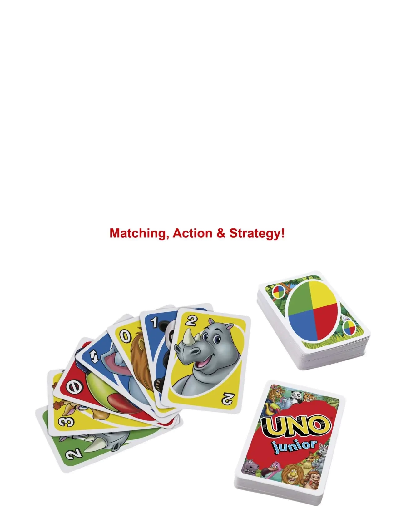 Mattel Games - Games UNO Junior Card Game for Kids with Simple Rules & Animal Matching for 2-4 Players - kaartspellen - multi color - 4