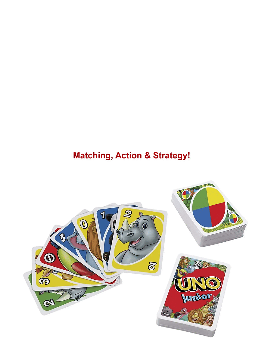 Mattel Games - Games UNO Junior Card Game for Kids with Simple Rules & Animal Matching for 2-4 Players - kaartspellen - multi color - 4