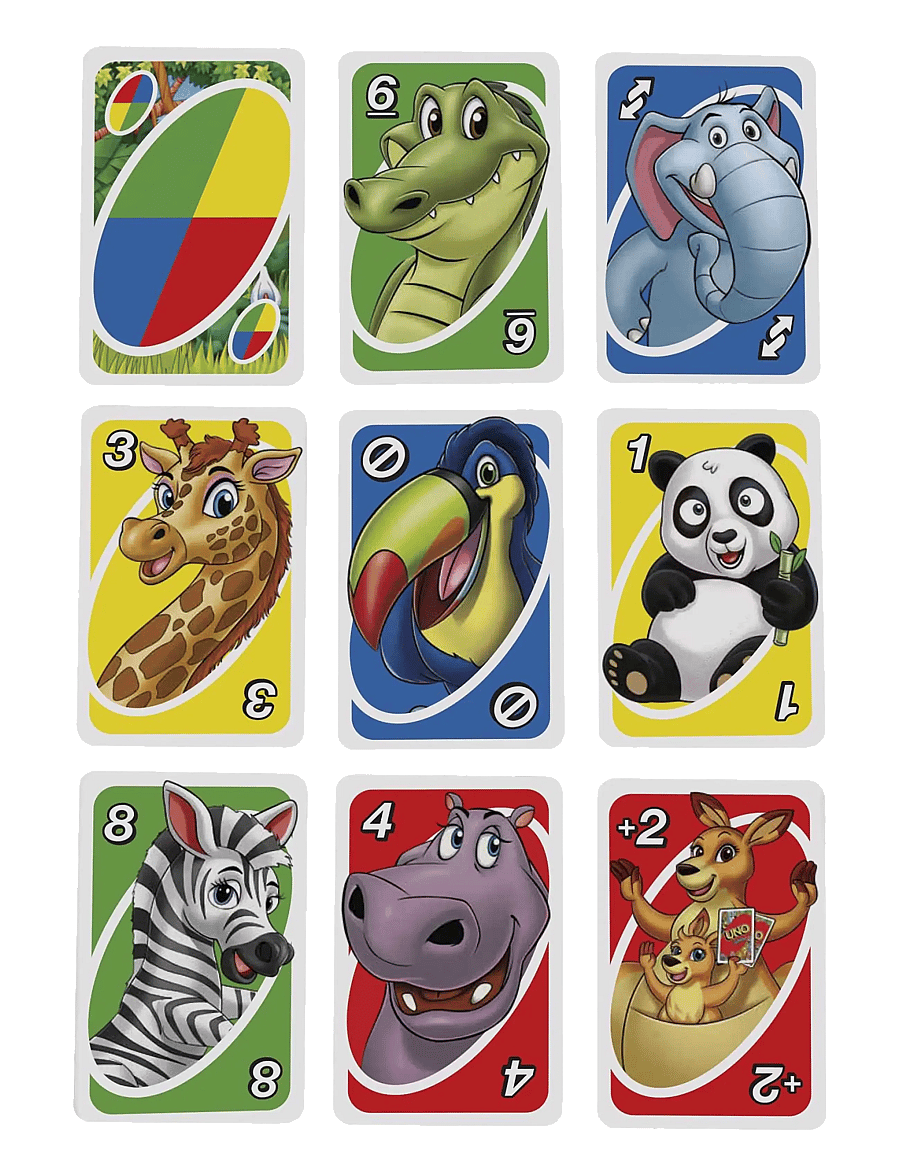 Mattel Games - Games UNO Junior Card Game for Kids with Simple Rules & Animal Matching for 2-4 Players - kaardimängud - multi color - 5
