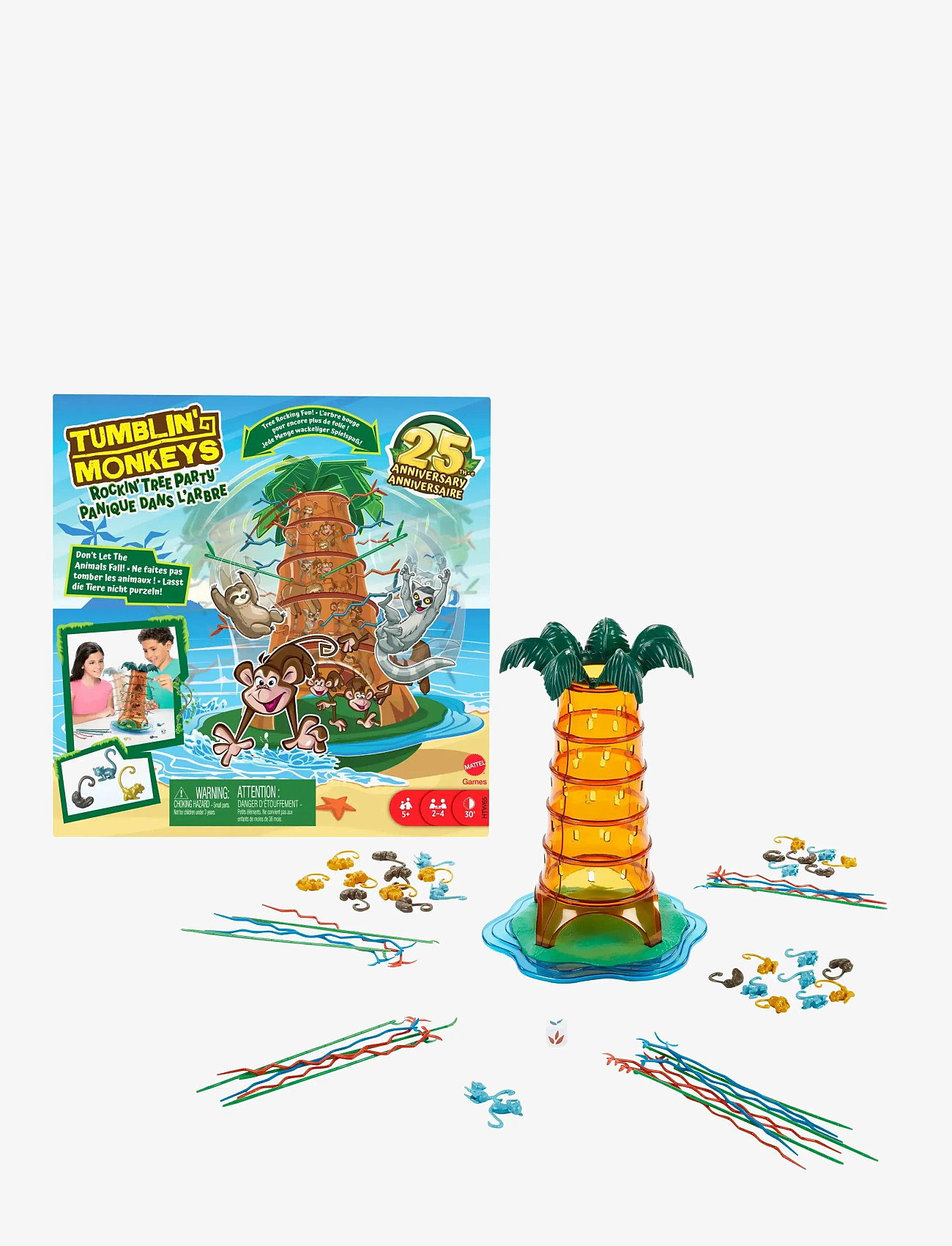 Mattel Games - Games Tumblin’ Monkeys Rockin’ Tree Party Game for Kids, Family & Game Nights - aktiva spel - multi color - 0