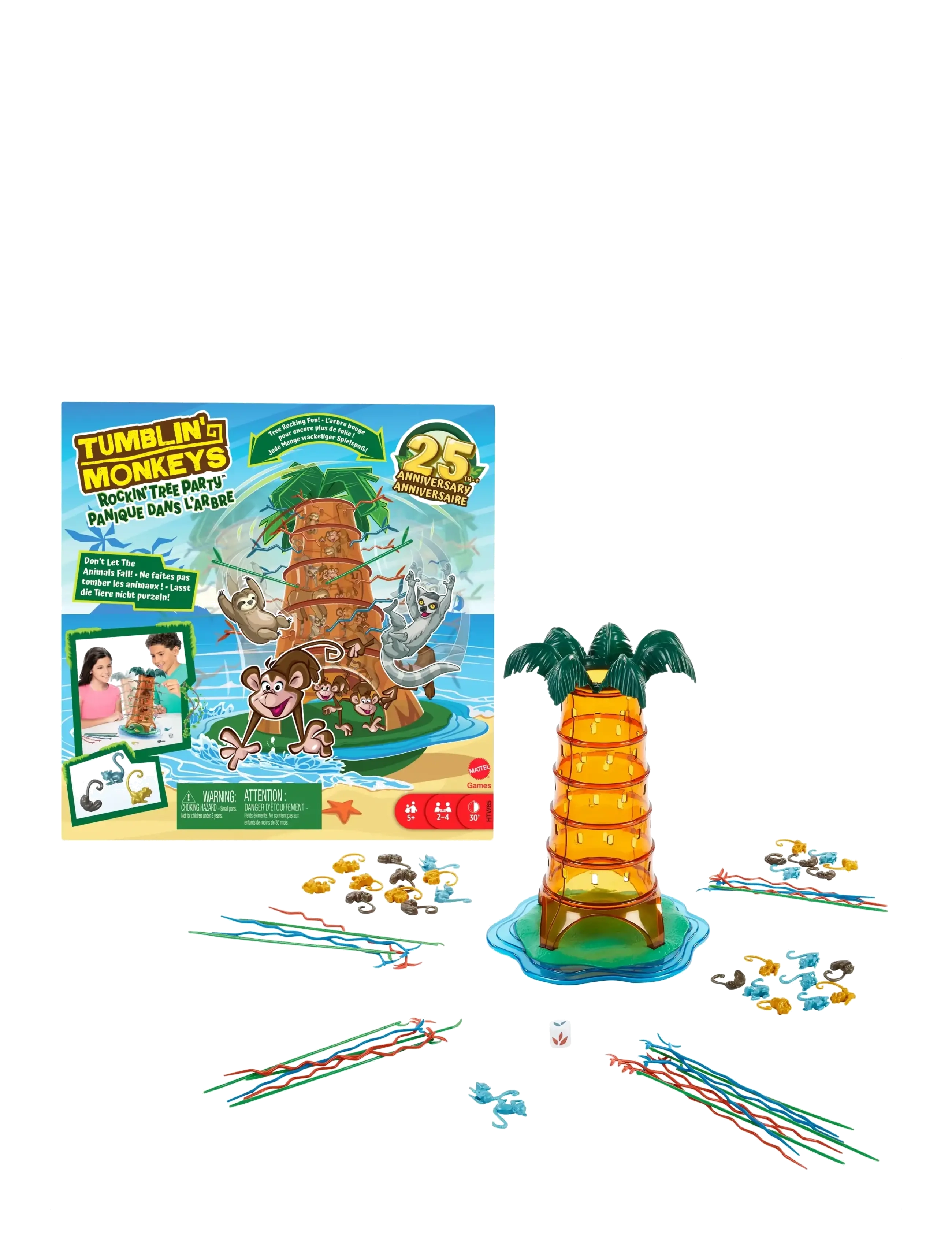 Mattel Games Games Tumblin’ Monkeys Rockin’ Tree Party Game for Kids, Family & Game Nights - 4 for 3 - MULTI COLOR / orange
