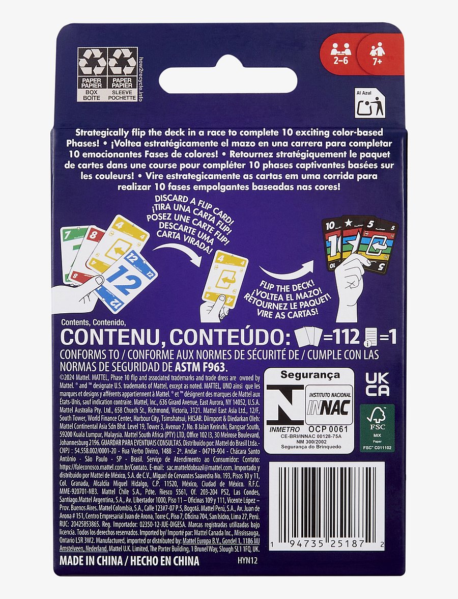 Mattel Games - Games Phase 10 Flip Card Game, Classic Family Card Game with Double-Sided Cards for 2-6 Players - kartenspiele - multicolor - 1