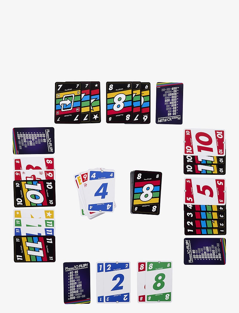 Mattel Games - Games Phase 10 Flip Card Game, Classic Family Card Game with Double-Sided Cards for 2-6 Players - kortaspil - multicolor - 4