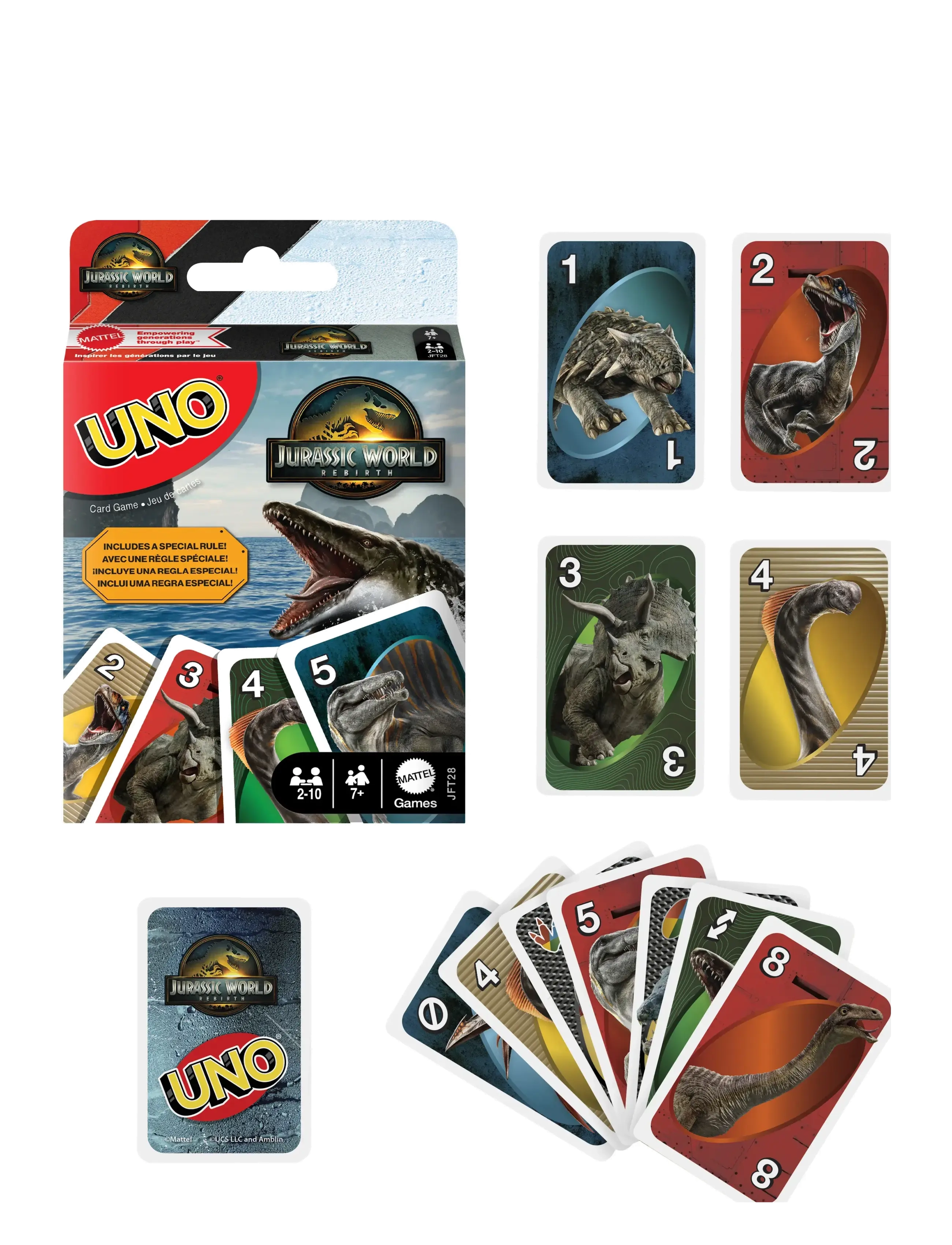 Mattel Games Uno Jurassic World Rebirth Card Game For Kids, Family & Adult Nights, One Size, Games, Mehrfarbig/gemustert - Kinder