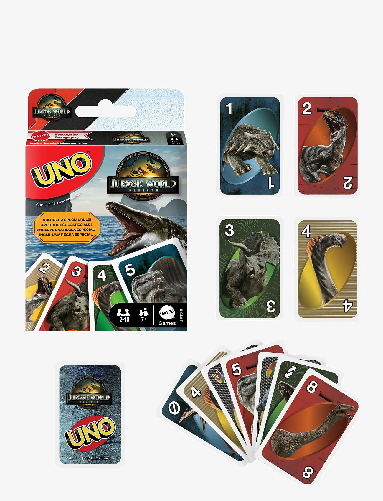 Mattel Games - Games UNO Jurassic World Rebirth Card Game for Kids, Family & Adult Game Nights - card games - multi color - 0