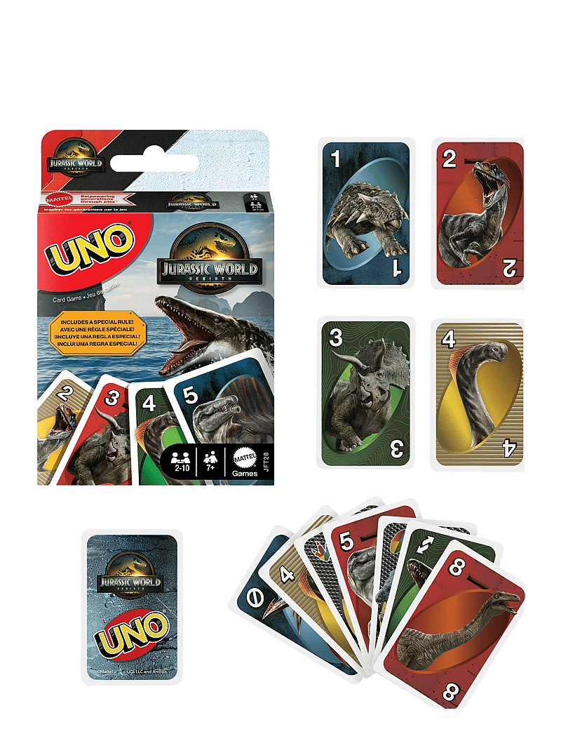 Mattel Games - Games UNO Jurassic World Rebirth Card Game for Kids, Family & Adult Game Nights - kortaspil - multi color - 0