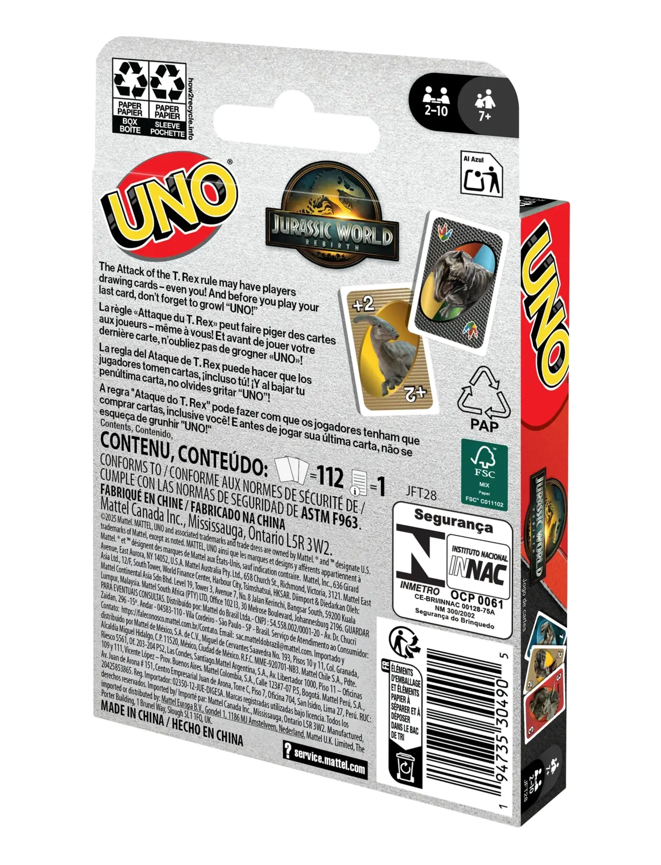 Mattel Games - Games UNO Jurassic World Rebirth Card Game for Kids, Family & Adult Game Nights - kortspel - multi color - 3
