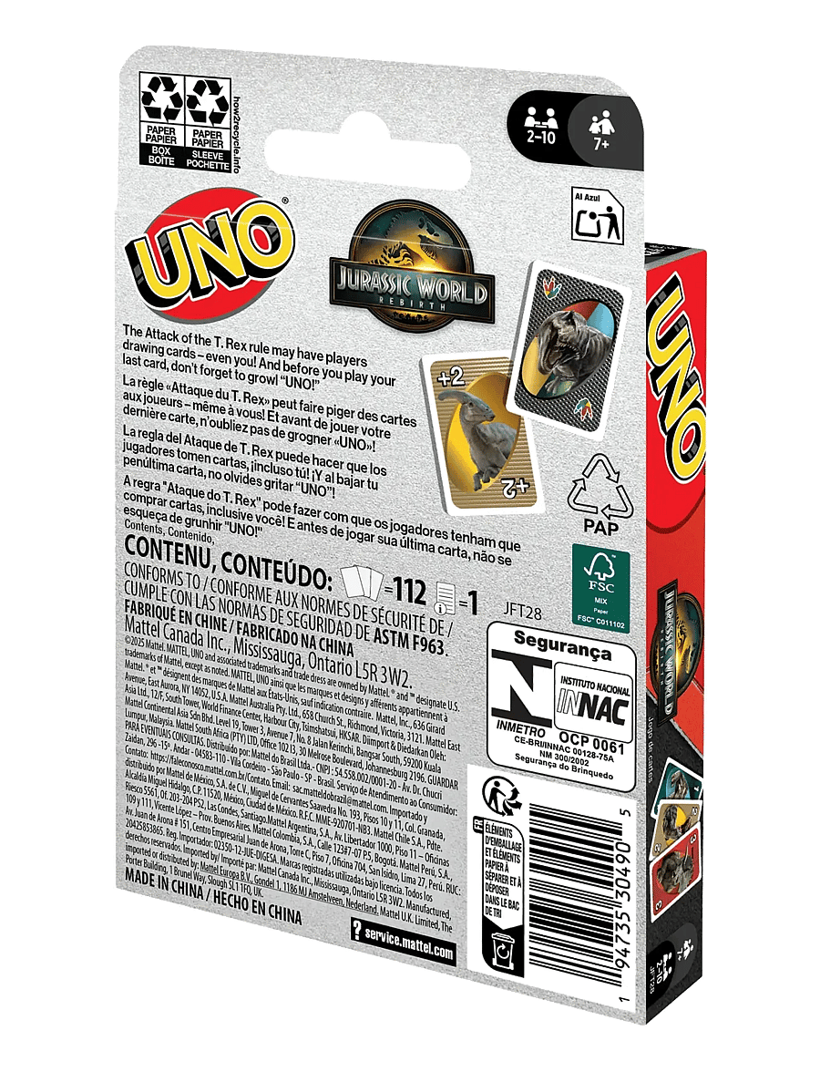 Mattel Games - Games UNO Jurassic World Rebirth Card Game for Kids, Family & Adult Game Nights - kāršu spēles - multi color - 3