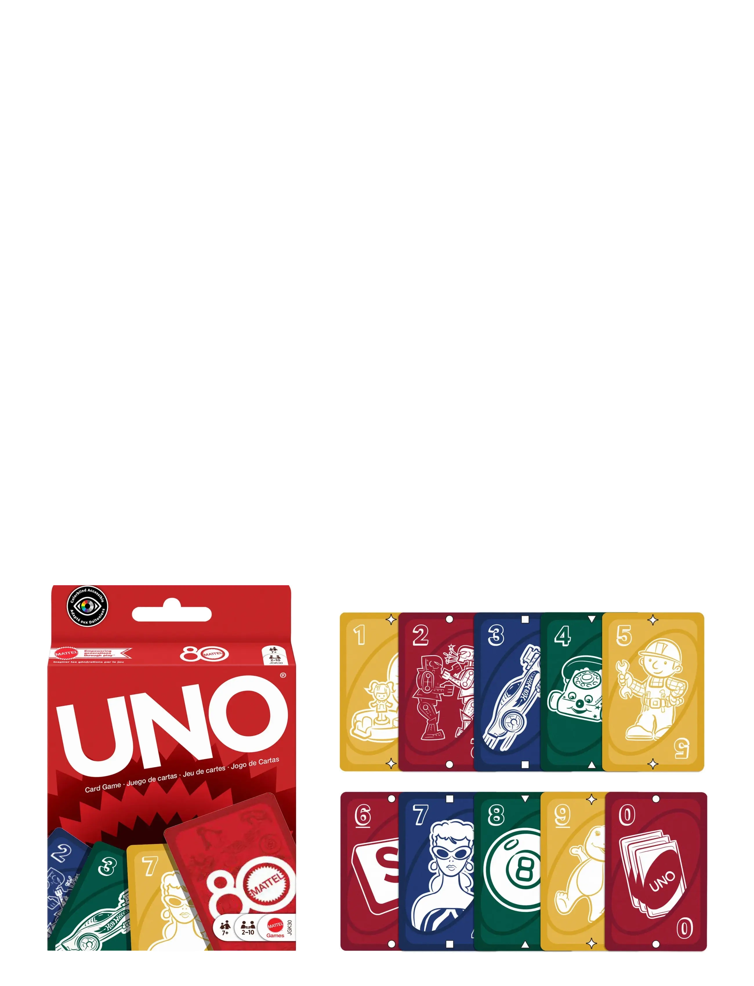 Mattel Games Uno 80Th Ruby Red Card Game For Kids & Family Night, One Size, Games, Mehrfarbig/gemustert - Kinder