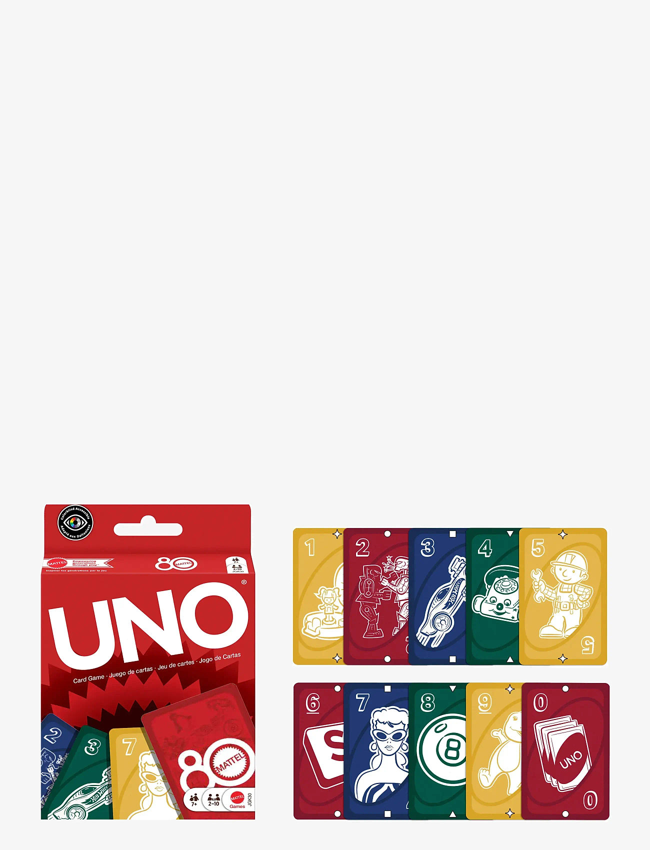 Mattel Games - Games UNO 80th Ruby Red Card Game for Kids & Family Night - kortspil - multi color - 0