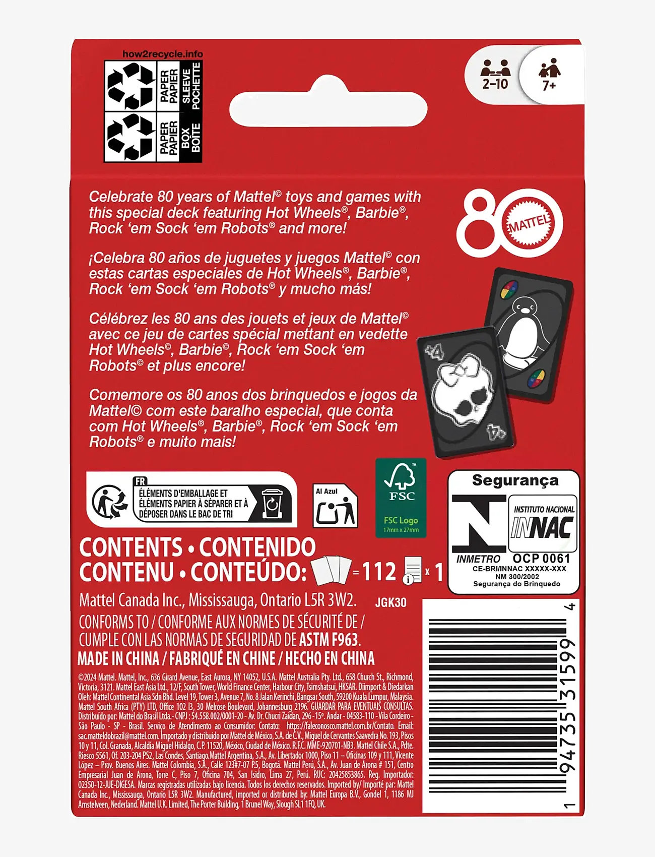 Mattel Games - Games UNO 80th Ruby Red Card Game for Kids & Family Night - kortspil - multi color - 5