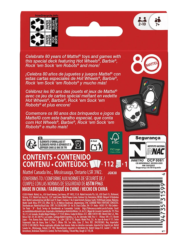 Mattel Games - Games UNO 80th Ruby Red Card Game for Kids & Family Night - kartenspiele - multi color - 5