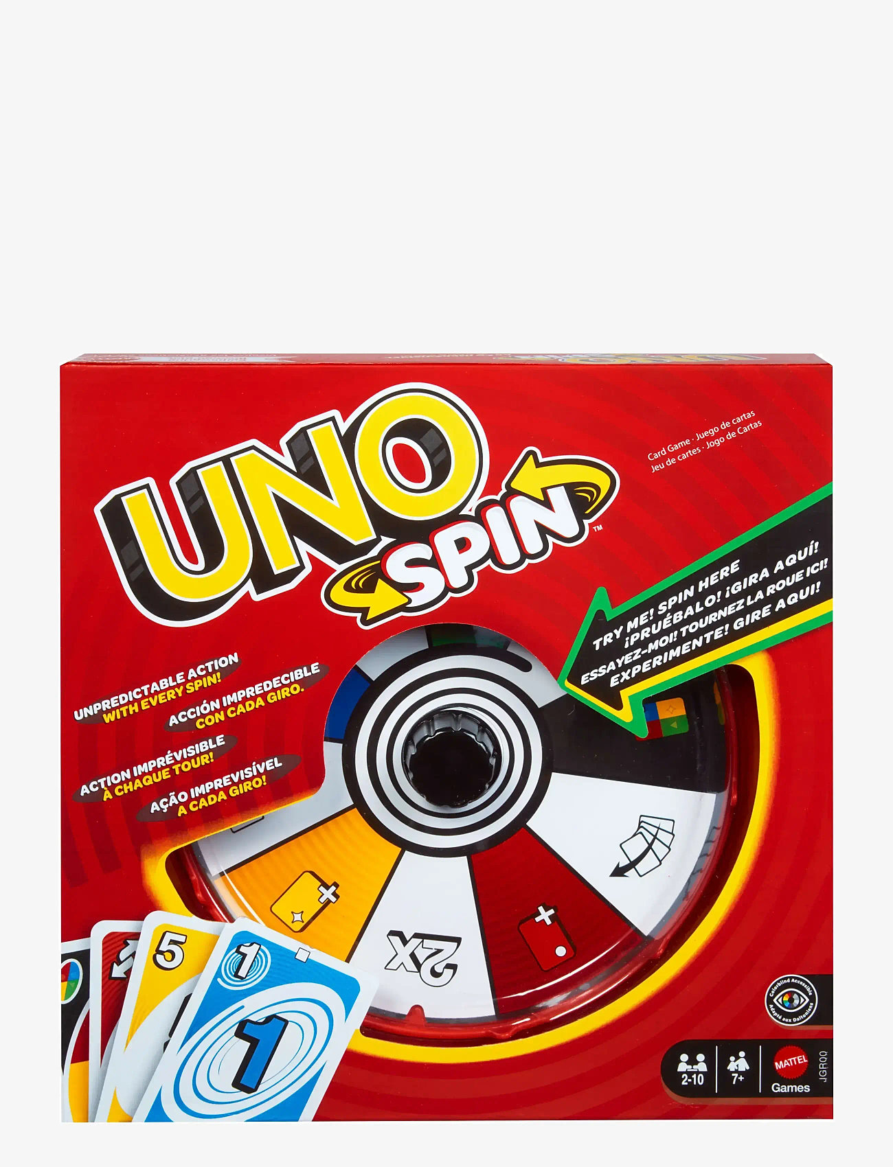 Mattel Games - Games UNO Spin Card Game for Kid, Adult & Family Nights, Classic Play with Spinner - kortspil - multi color - 0