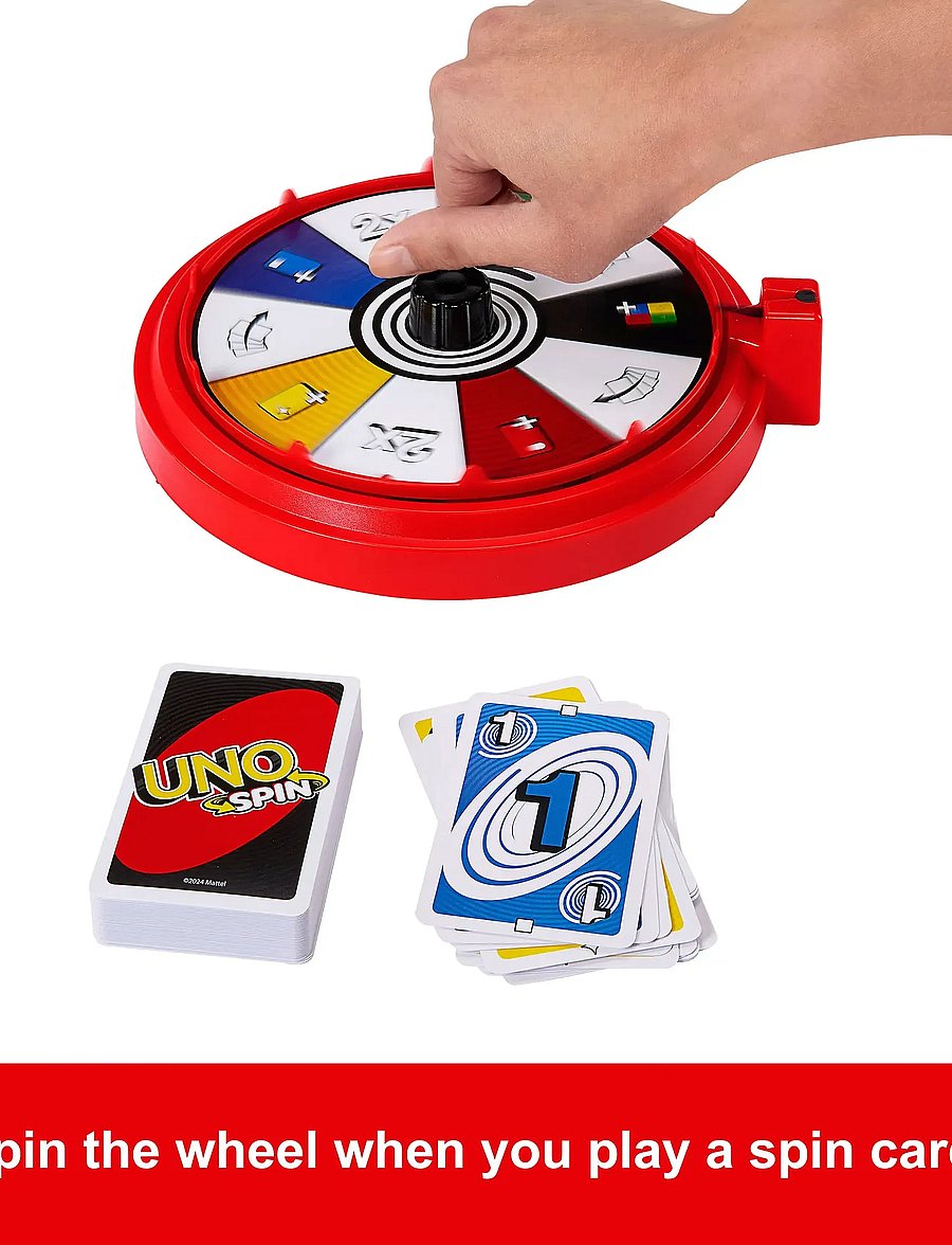 Mattel Games - Games UNO Spin Card Game for Kid, Adult & Family Nights, Classic Play with Spinner - multi color - 0