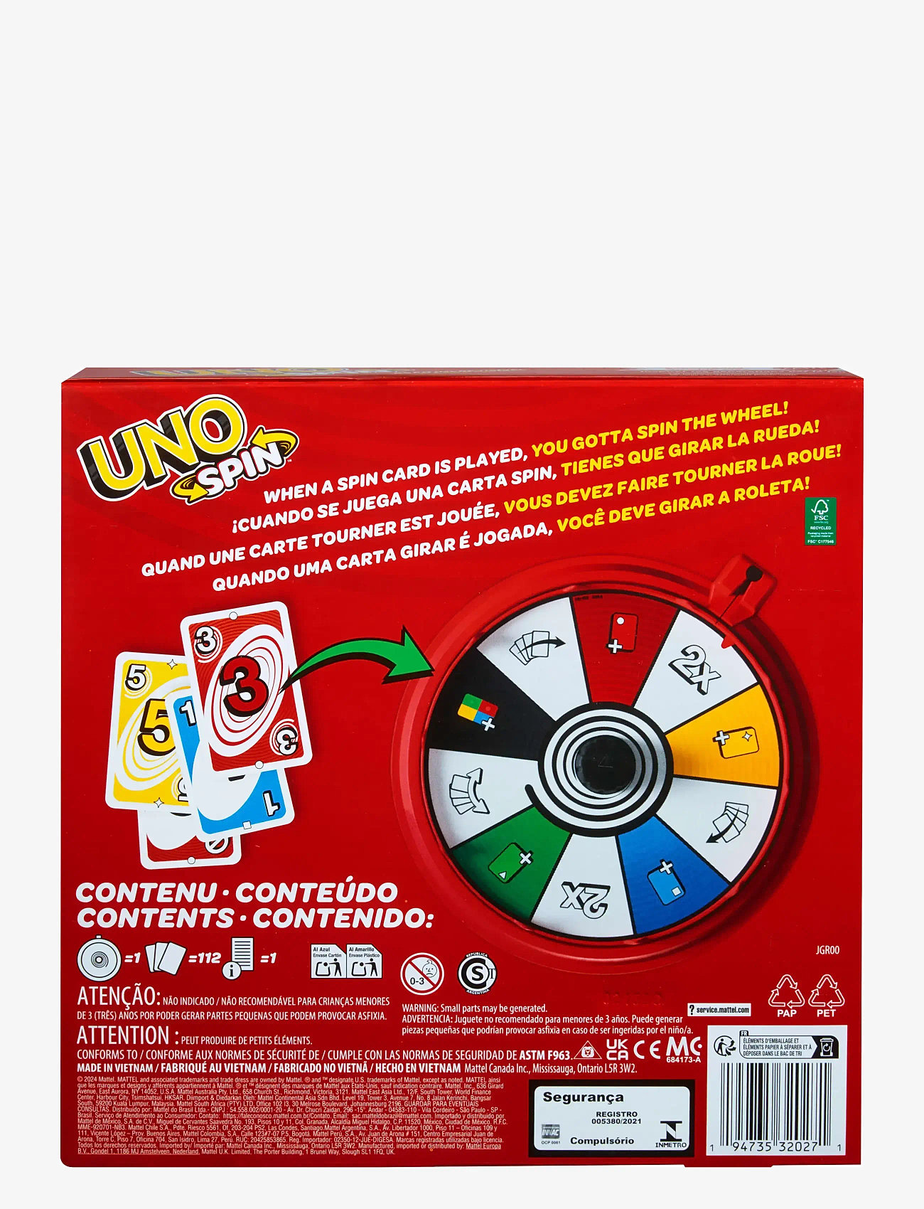 Mattel Games - Games UNO Spin Card Game for Kid, Adult & Family Nights, Classic Play with Spinner - kortspil - multi color - 2