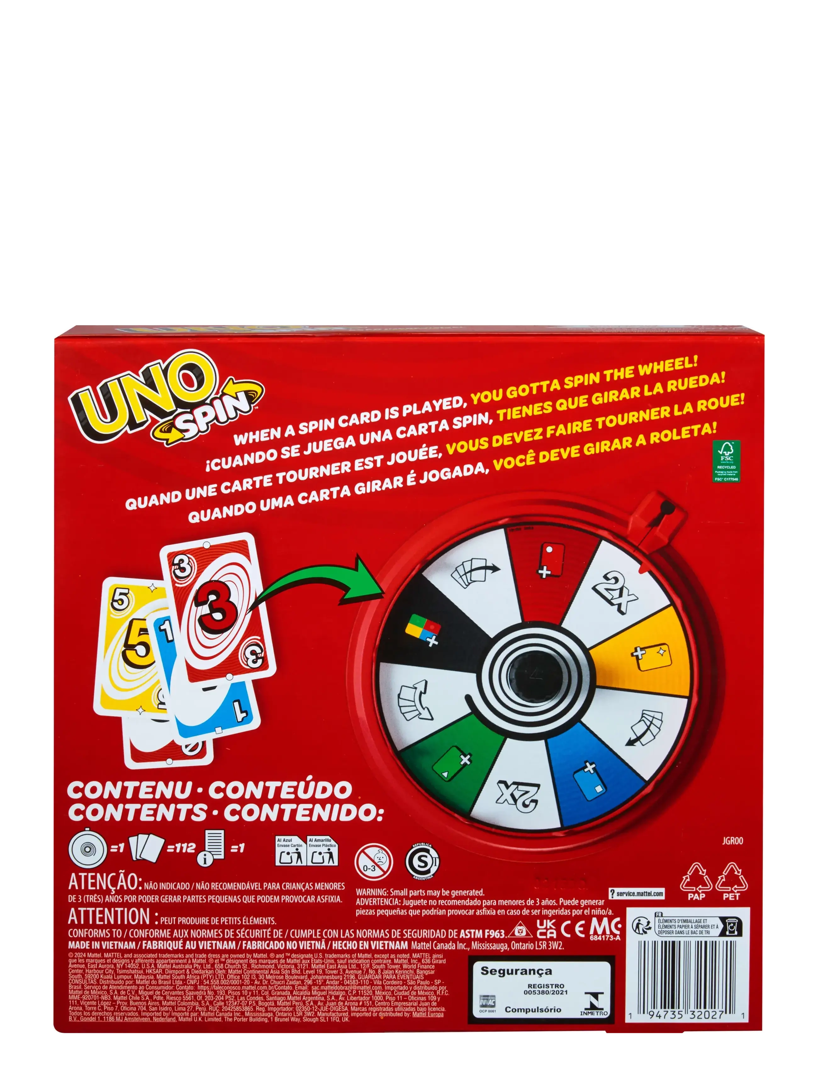 Mattel Games - Games UNO Spin Card Game for Kid, Adult & Family Nights, Classic Play with Spinner - kortspel - multi color - 2