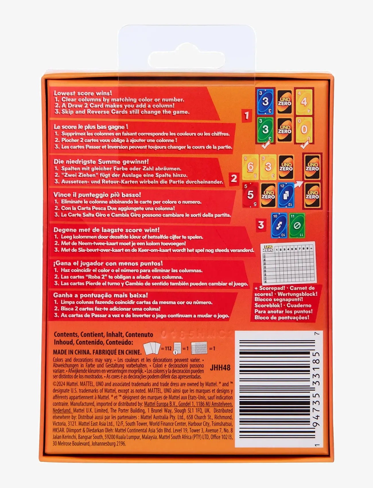 Mattel Games - Games UNO Zero Card Game for Kid, Adult & Family Nights, Parties & Travel, Includes Deck & Scorecard - kortspel - multi color - 5