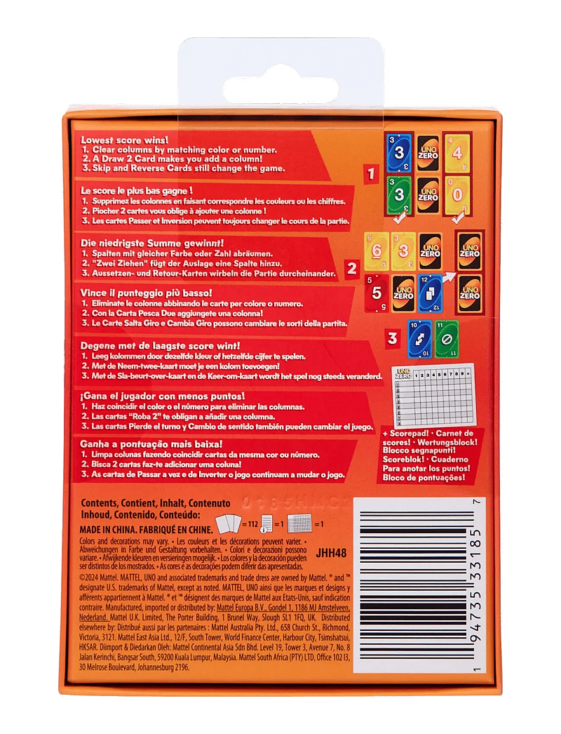 Mattel Games - Games UNO Zero Card Game for Kid, Adult & Family Nights, Parties & Travel, Includes Deck & Scorecard - kartenspiele - multi color - 5