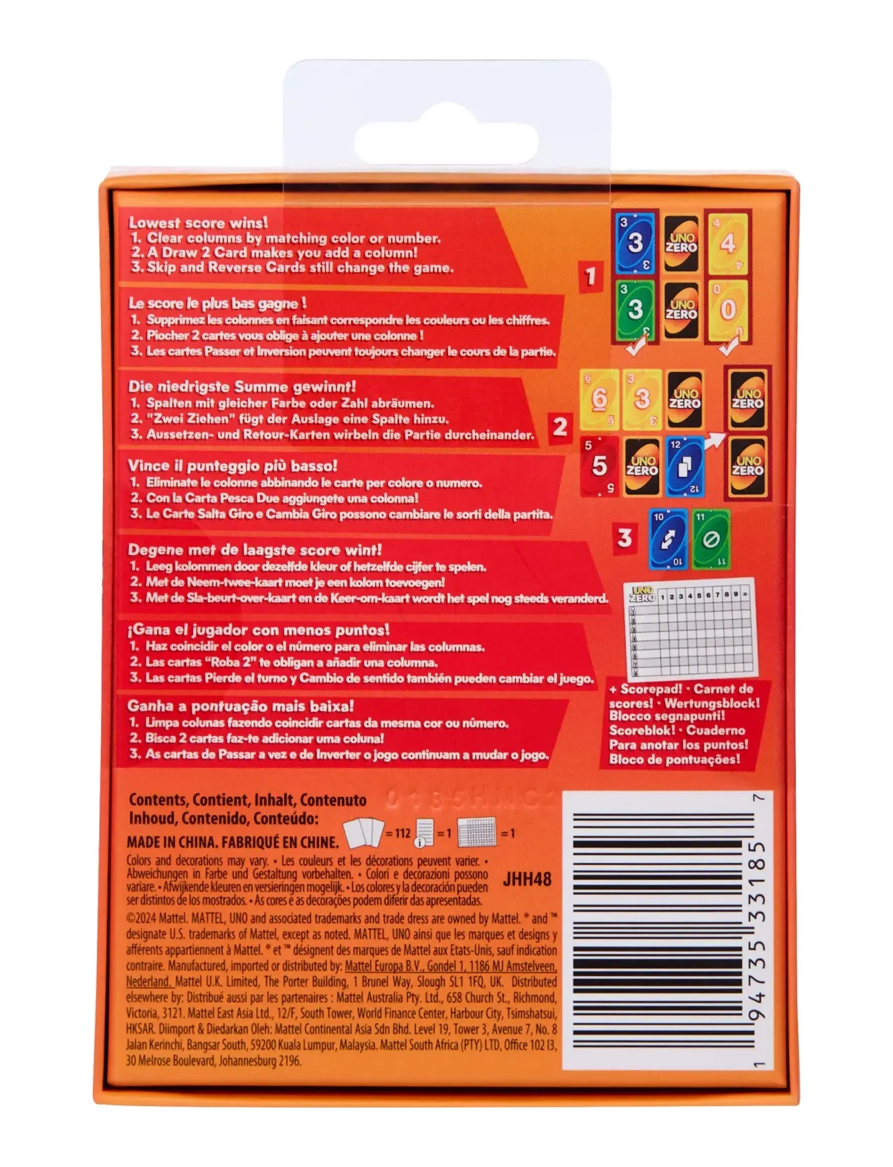 Mattel Games - Games UNO Zero Card Game for Kid, Adult & Family Nights, Parties & Travel, Includes Deck & Scorecard - gry karciane - multi color - 5