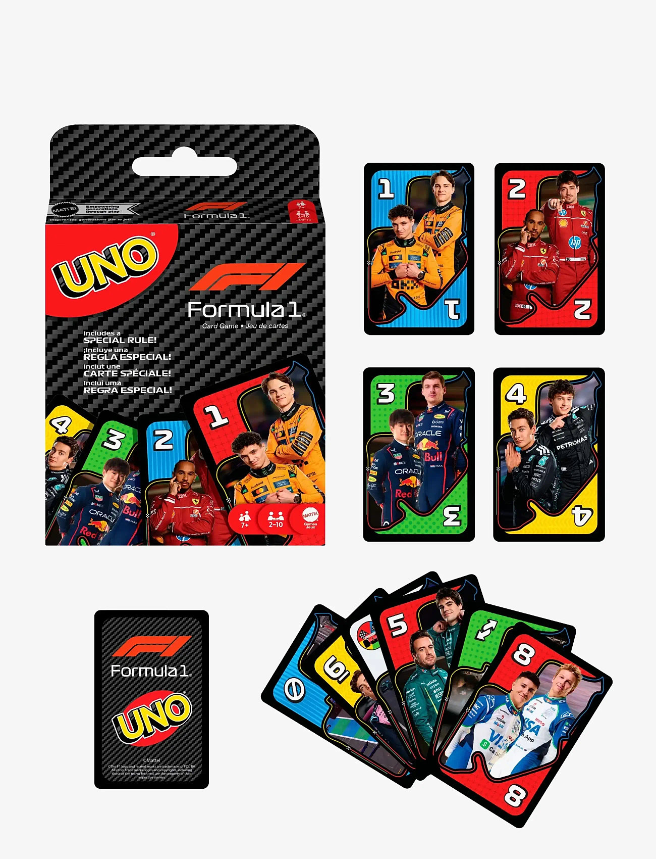Mattel Games - Games UNO F1 Card Game with Themed Deck & Special Rule for Kids, Adults, Family Nights & Travel - kartenspiele - multicolor - 2