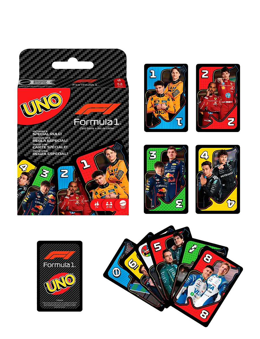 Mattel Games - Games UNO F1 Card Game with Themed Deck & Special Rule for Kids, Adults, Family Nights & Travel - multicolor - 2