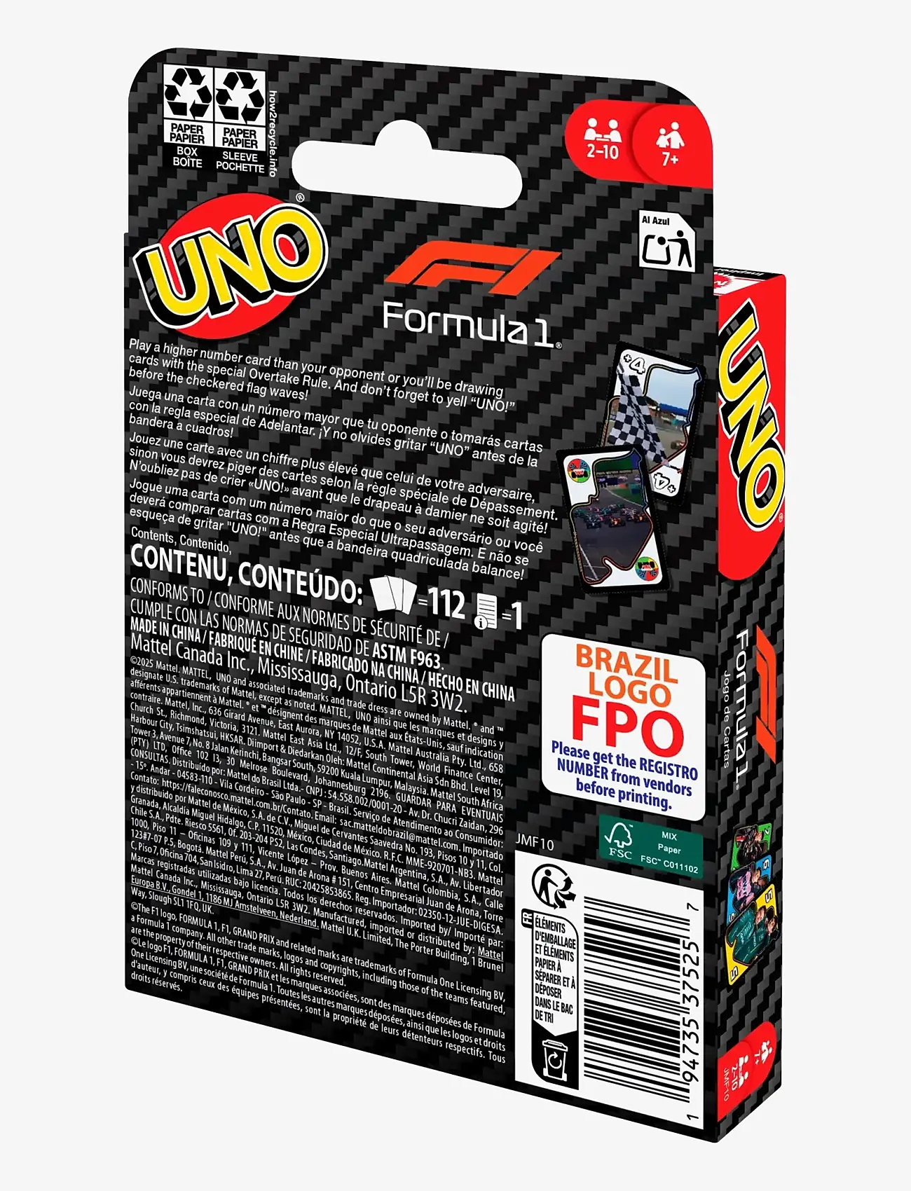Mattel Games - Games UNO F1 Card Game with Themed Deck & Special Rule for Kids, Adults, Family Nights & Travel - kartenspiele - multicolor - 4