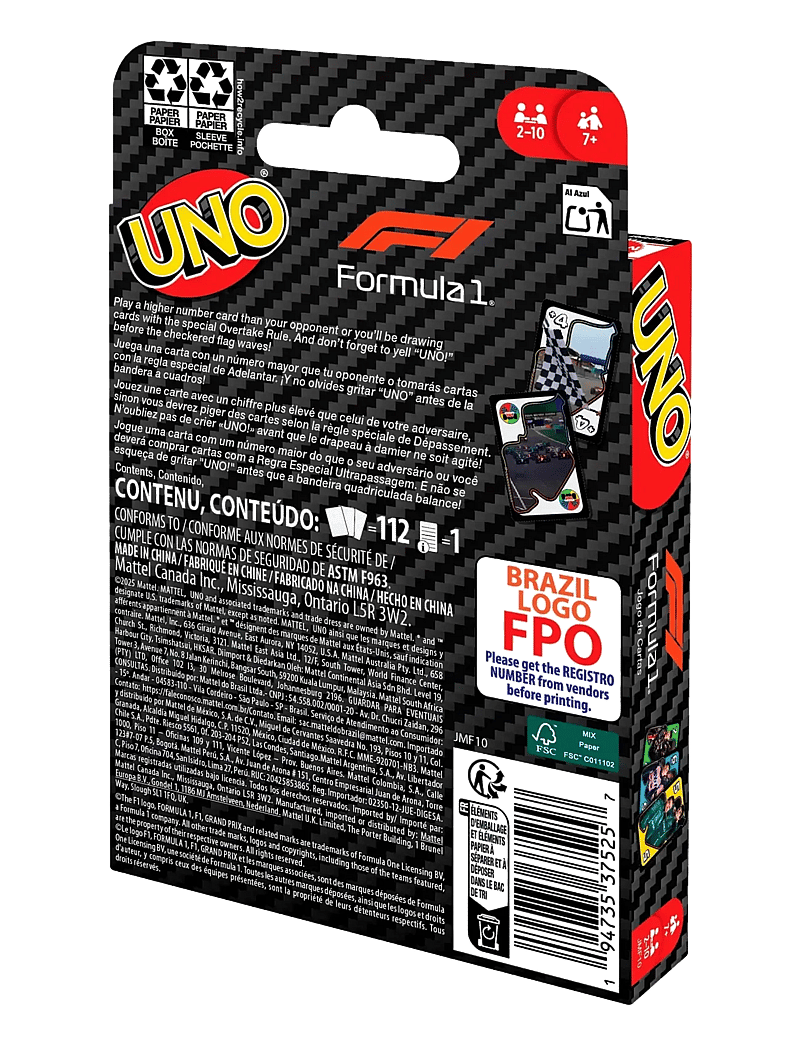 Mattel Games - Games UNO F1 Card Game with Themed Deck & Special Rule for Kids, Adults, Family Nights & Travel - kartenspiele - multicolor - 4